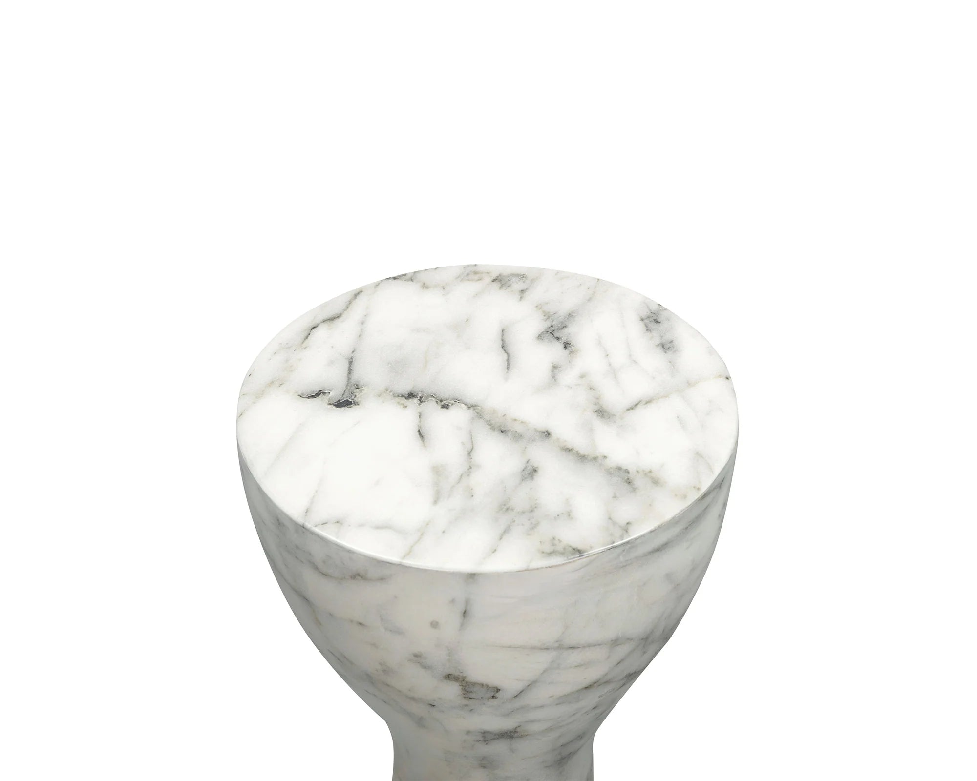 Akali Carrara White Marble Side Table Small