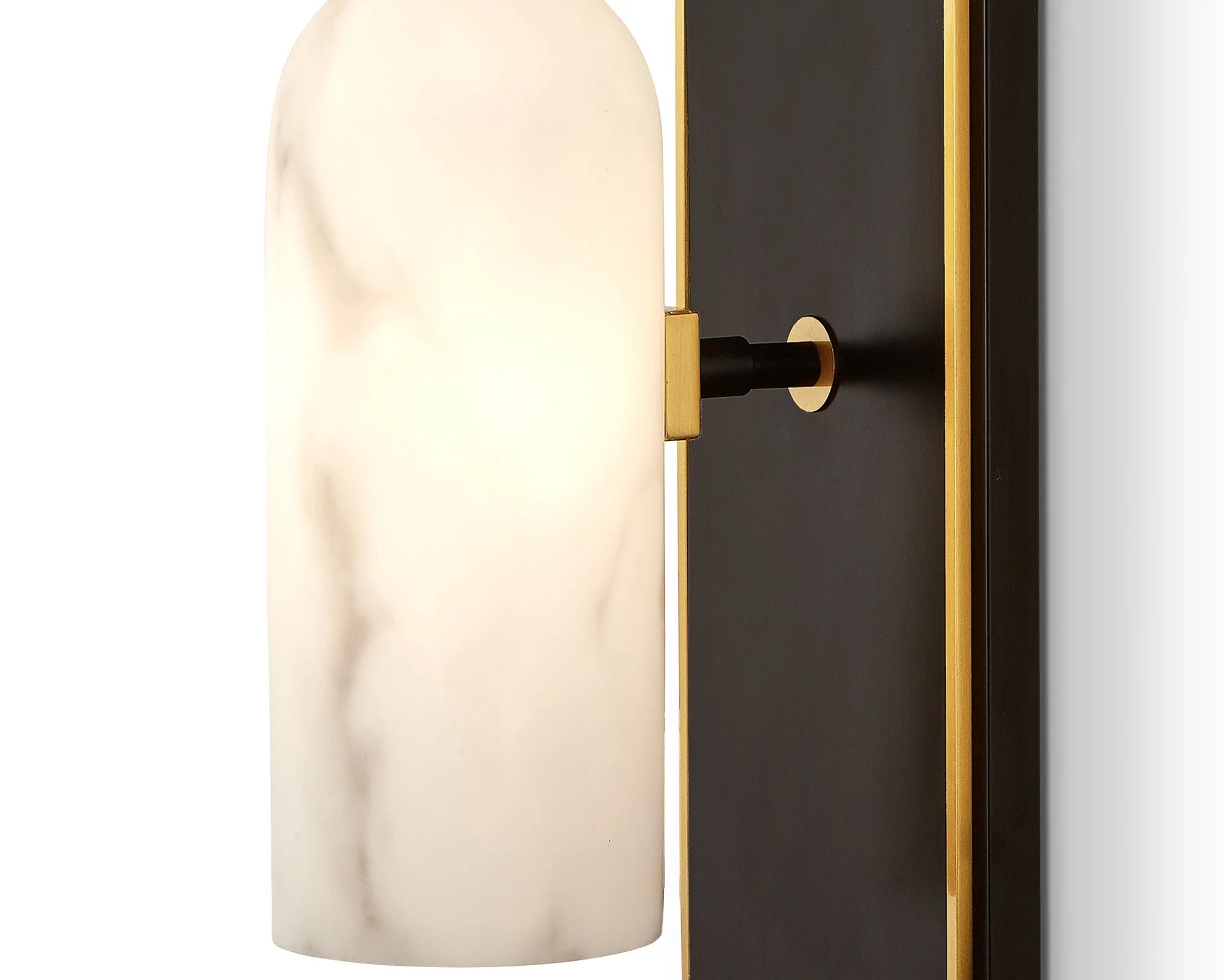 Amatti Alabaster Effect Black & Brass Wall Light