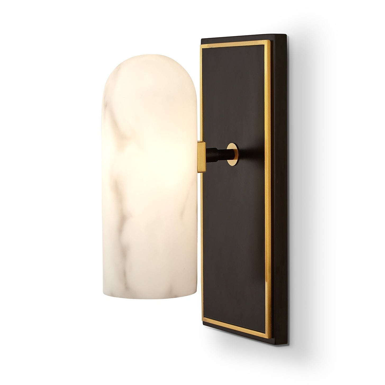 Amatti Alabaster Effect Black & Brass Wall Light
