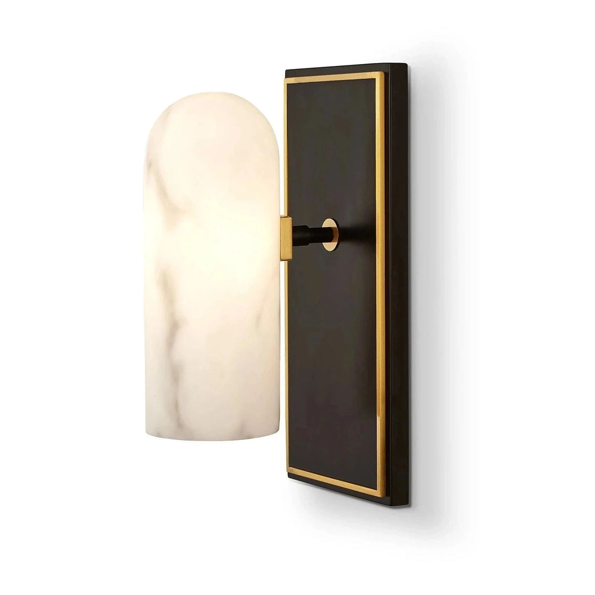 Amatti Alabaster Effect Black & Brass Wall Light