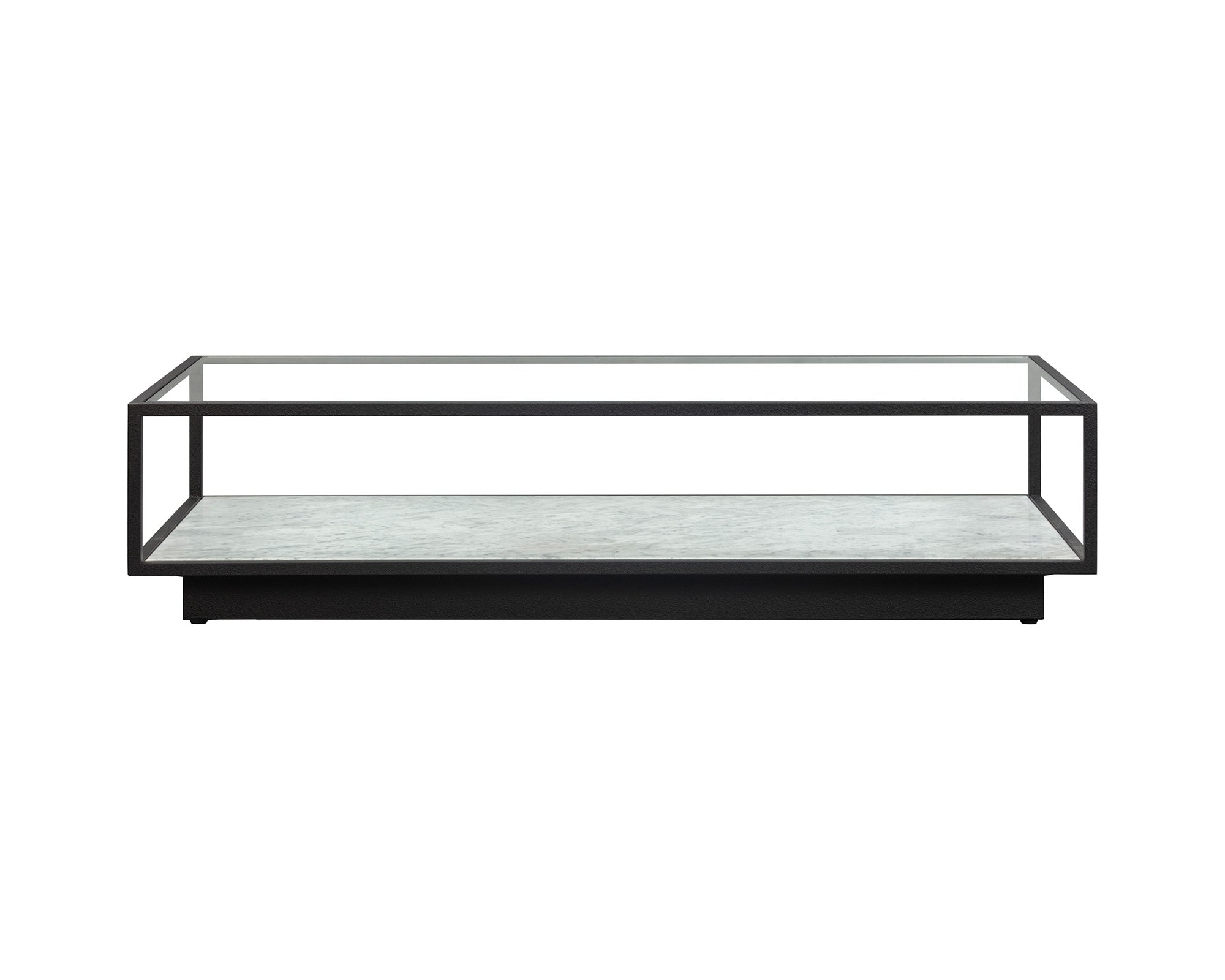 Belmon Rectangle Coffee Table - Carrara Marble & Black Textured Metal