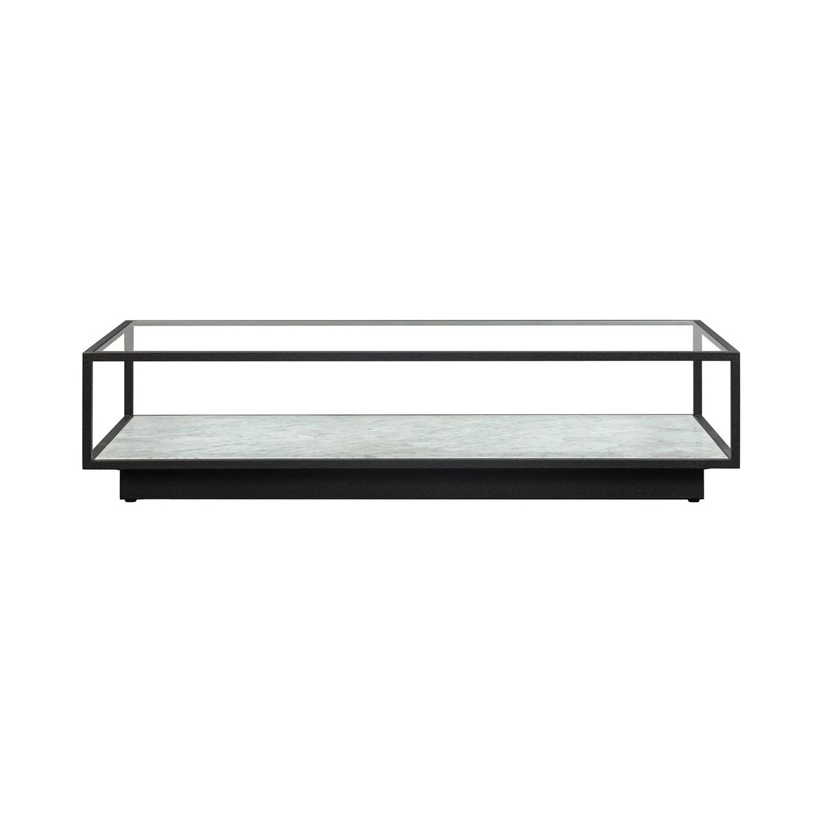 Belmon Carrara Marble & Black Textured Metal Rectangular Coffee Table