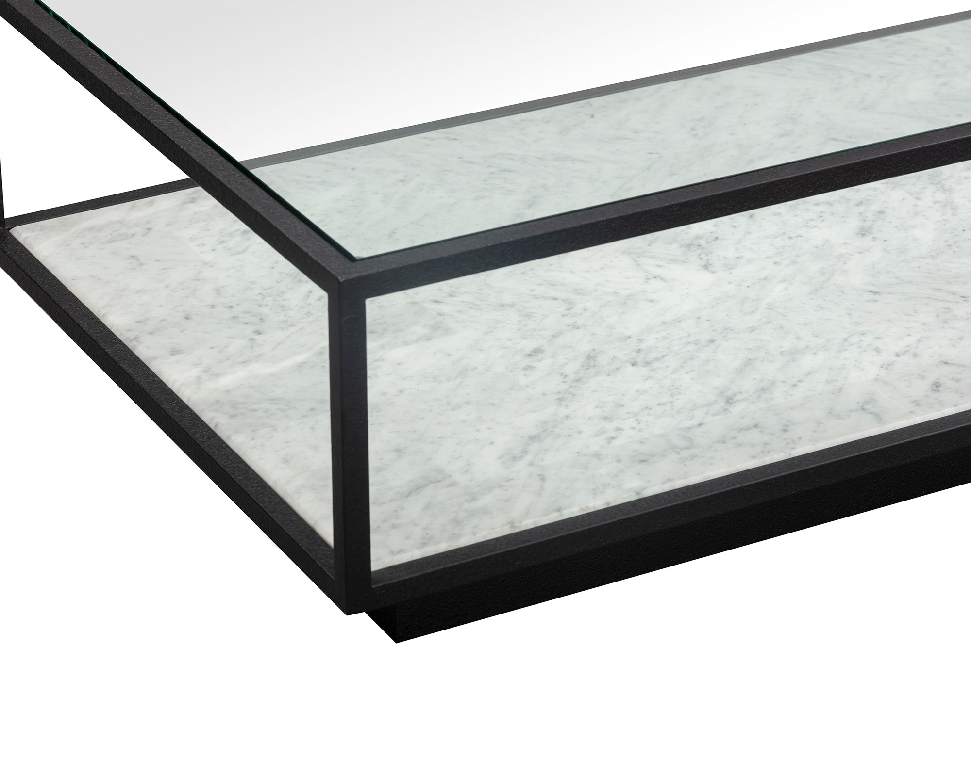 Belmon Rectangle Coffee Table - Carrara Marble & Black Textured Metal