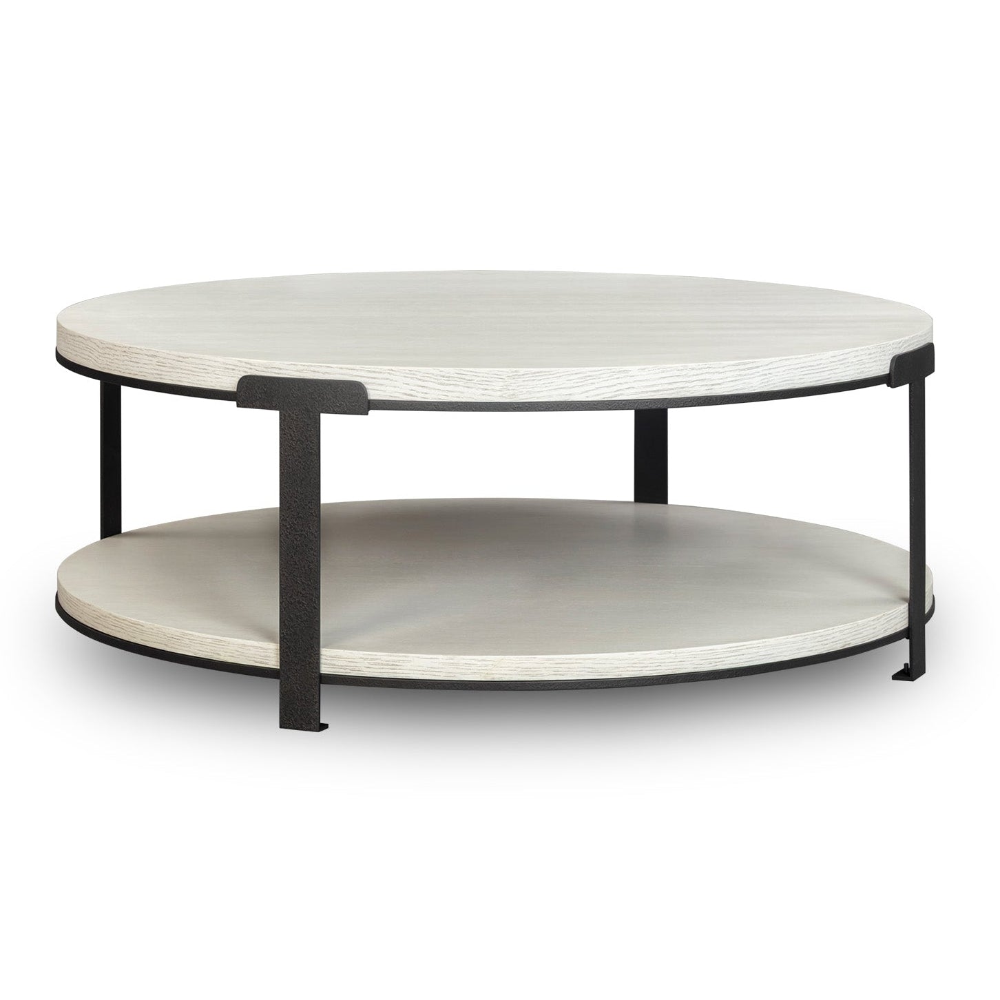 Alcana Cloud Stained Oak & Black Metal Round Coffee Table