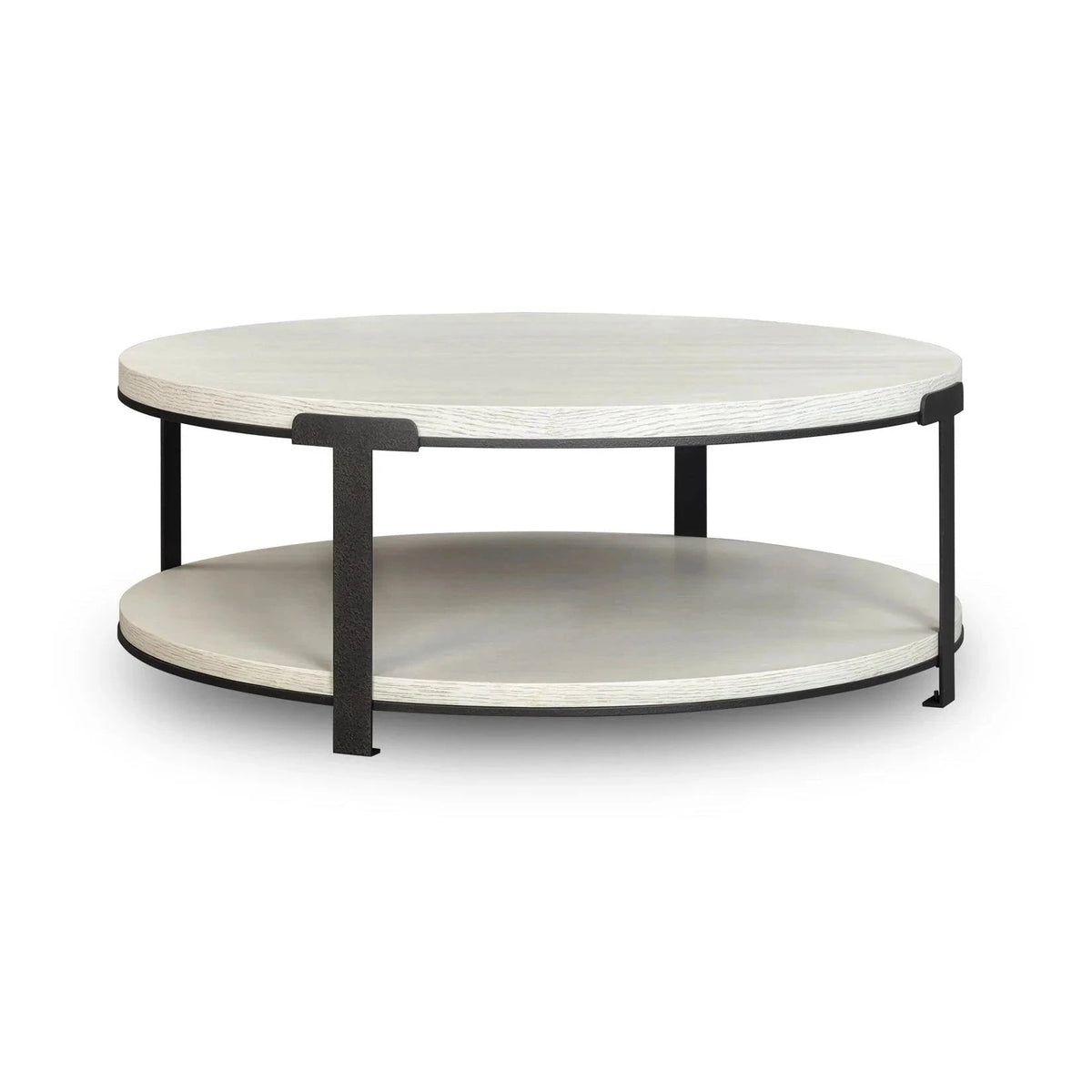 Alcana Cloud Stained Oak Wood & Black Metal Round Coffee Table
