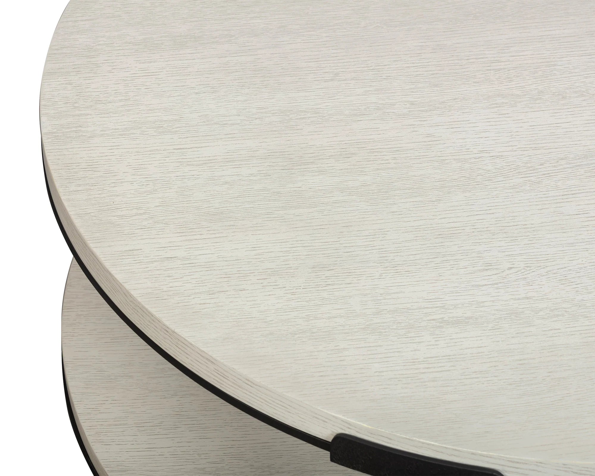 Alcana Cloud Stained Oak Wood & Black Metal Round Coffee Table