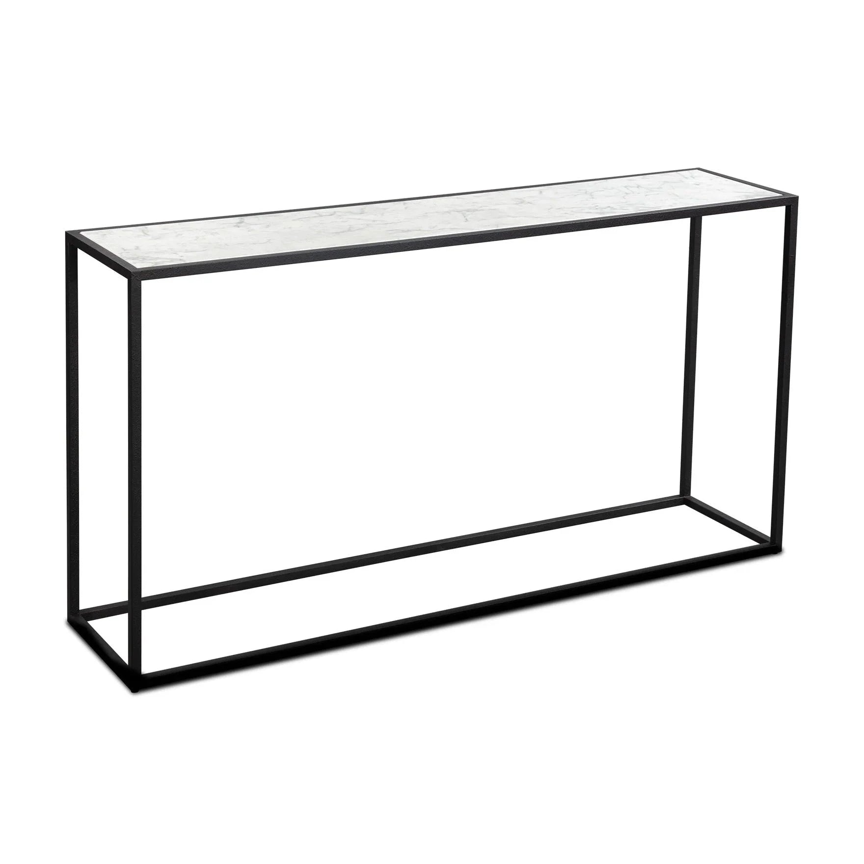 Noto Carrara Marble & Black Textured Metal Console Table 150cm