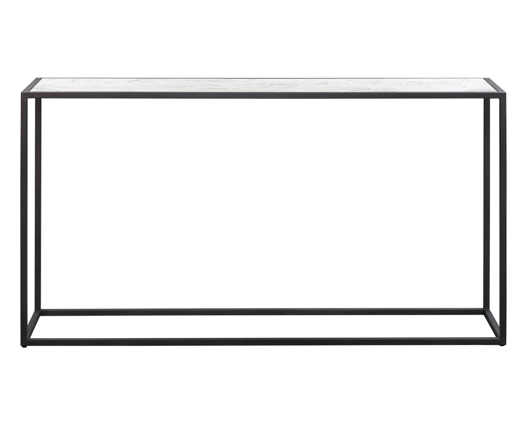 Noto Carrara Marble & Black Textured Metal Console Table