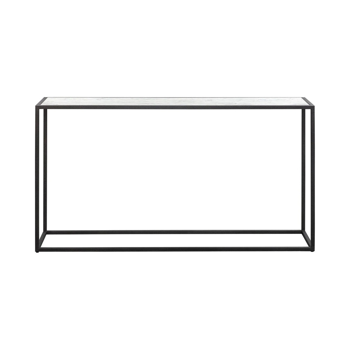 Noto Carrara Marble & Black Textured Metal Console Table 150cm