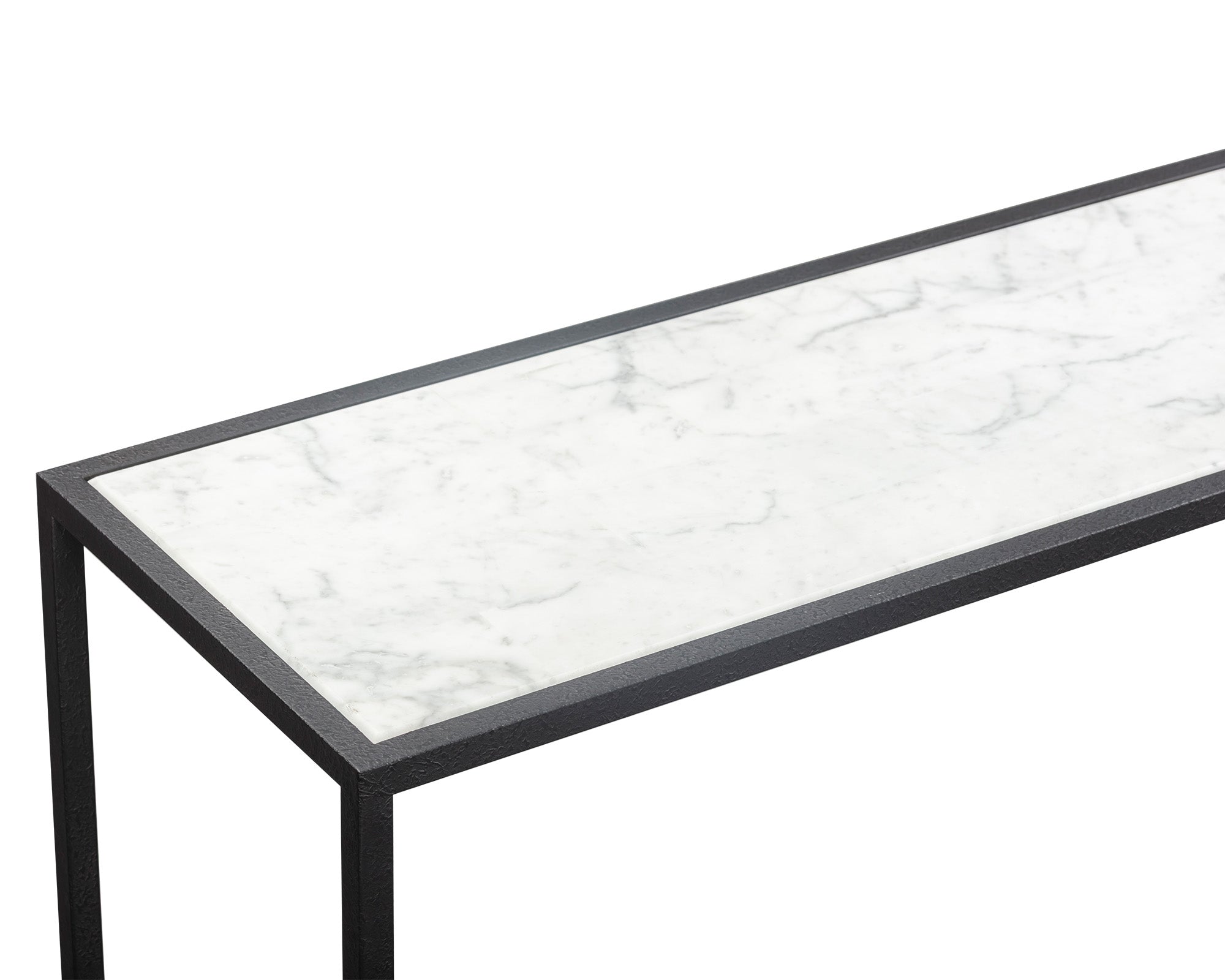 Noto Console Table - Carrara Marble & Black Textured Metal