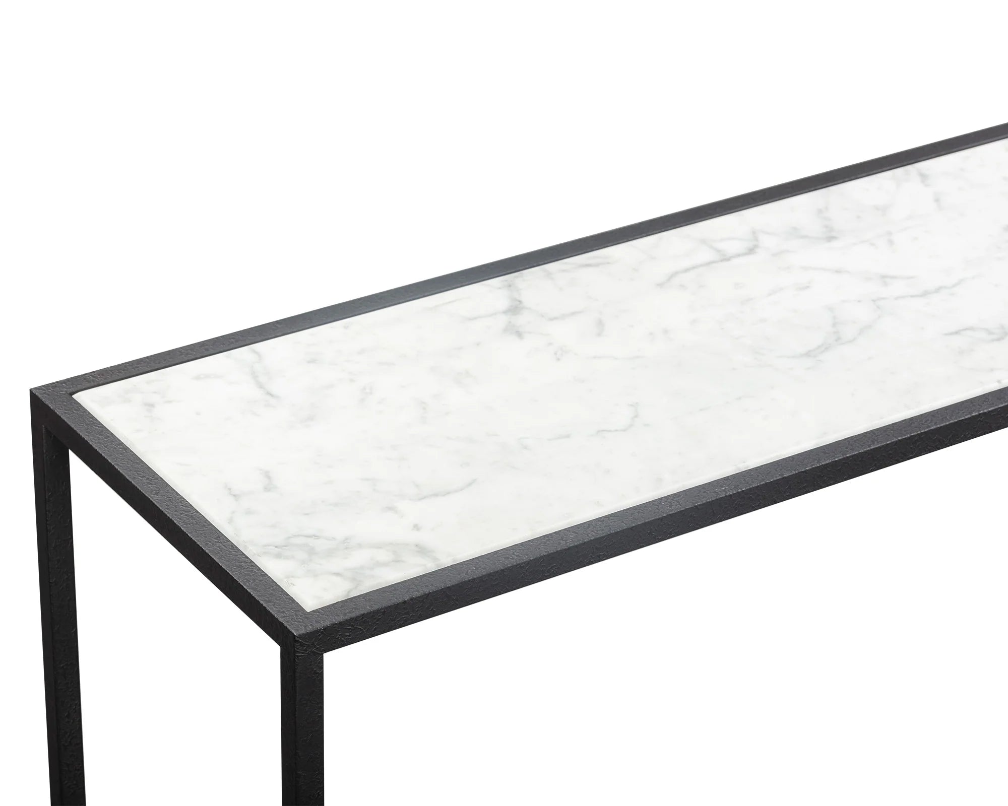 Noto Carrara Marble & Black Textured Metal Console Table 150cm