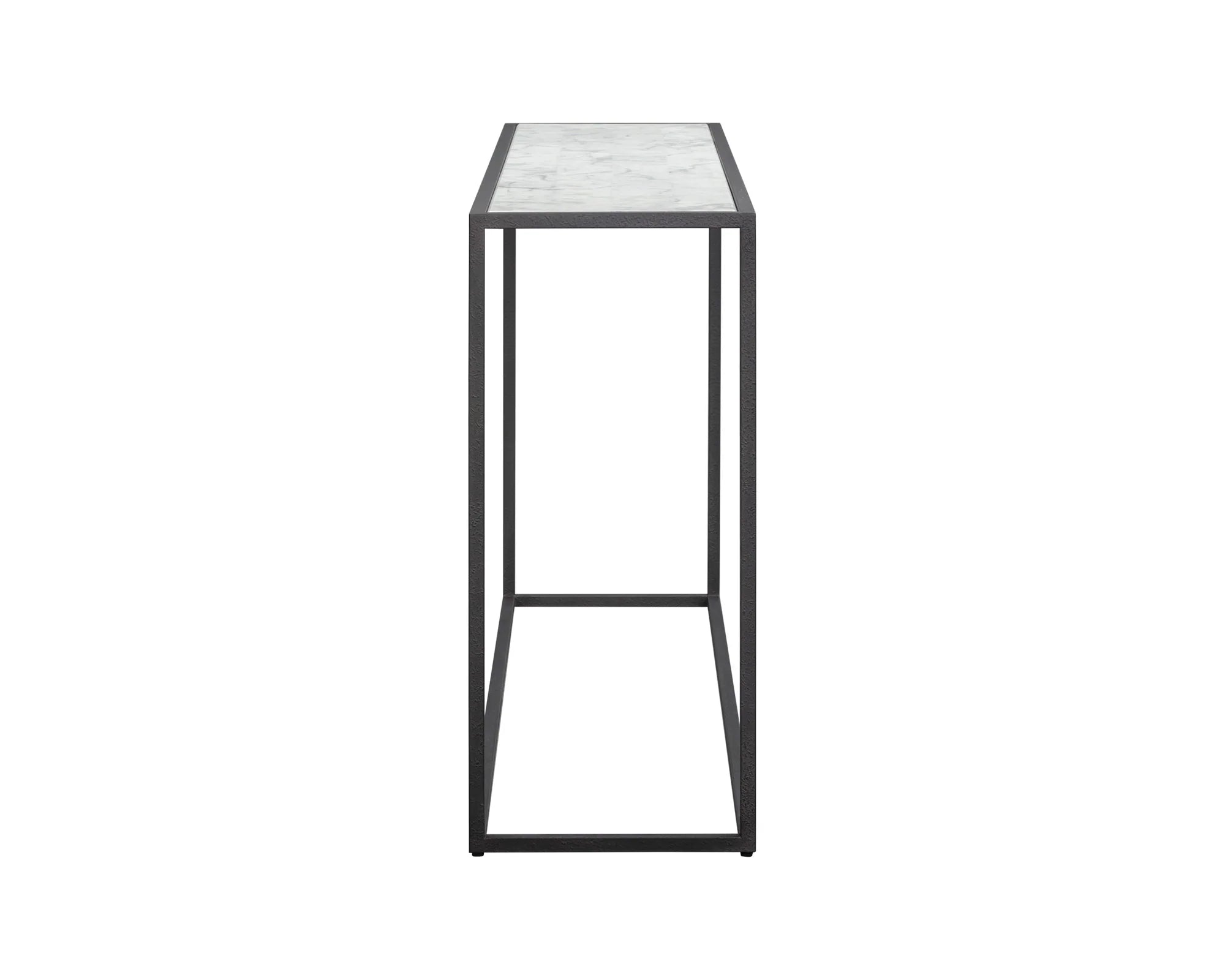 Noto Carrara Marble & Black Textured Metal Console Table 150cm