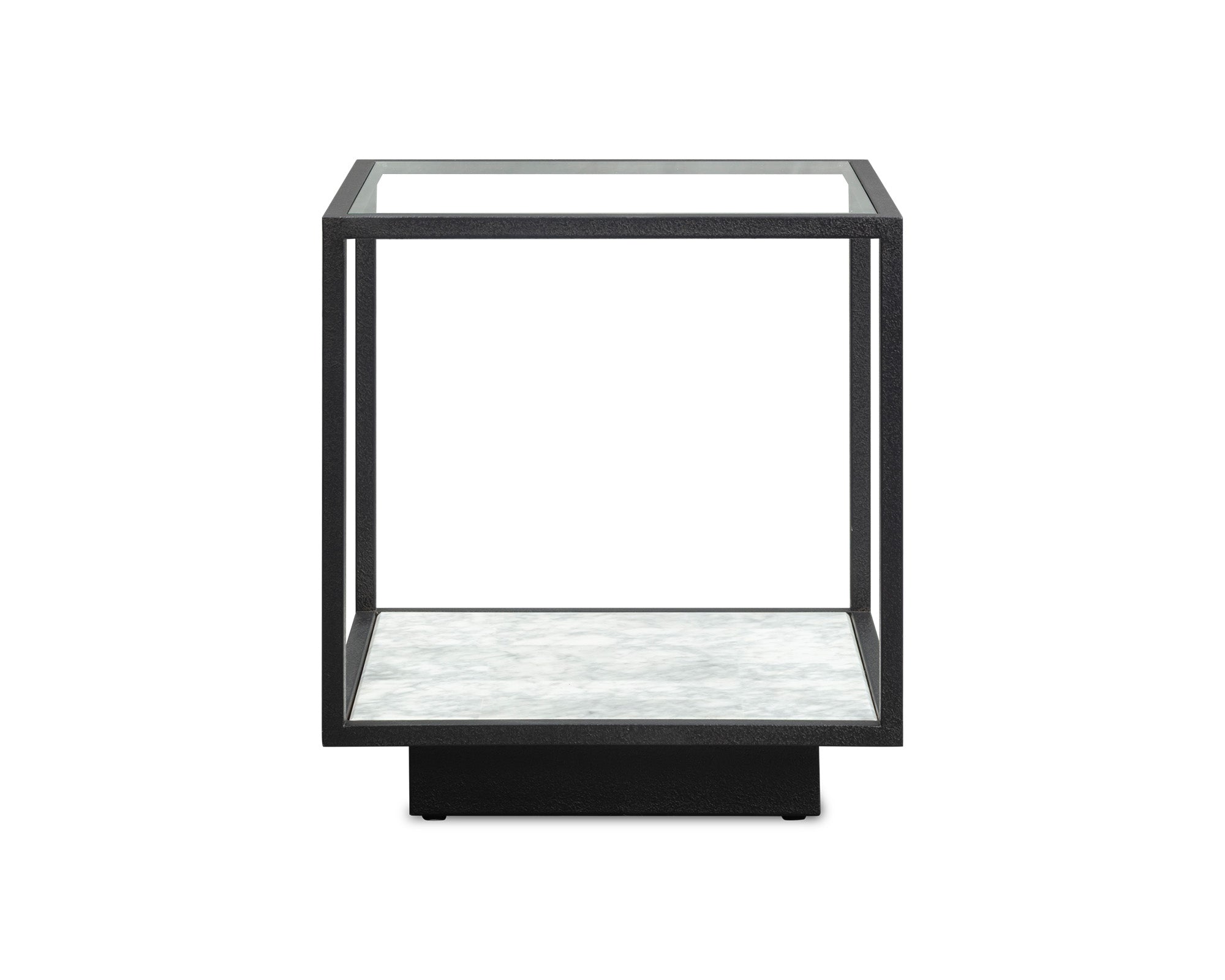 Belmon Side Table - Carrara Marble & Black Textured Metal