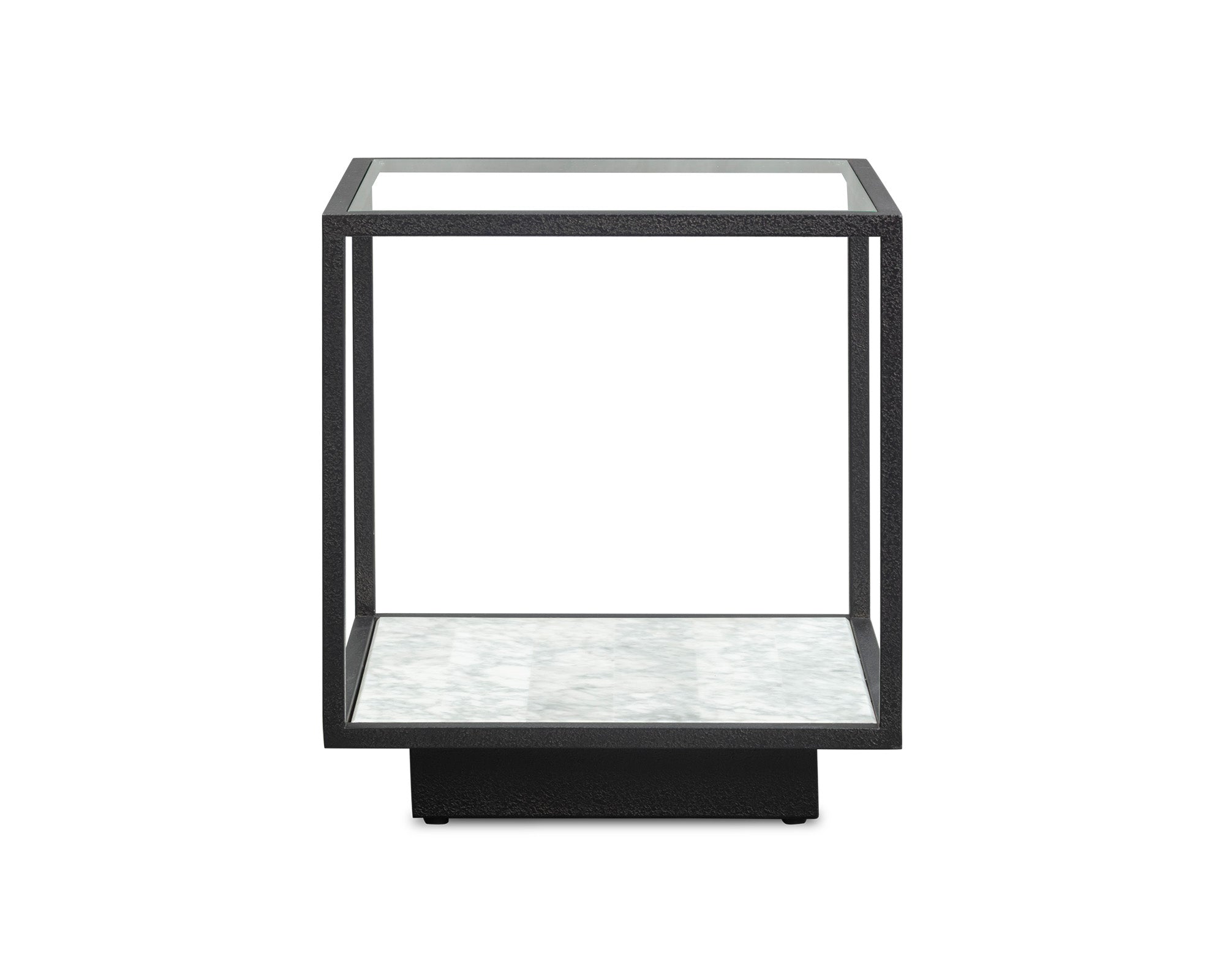 Belmon Side Table - Carrara Marble & Black Textured Metal