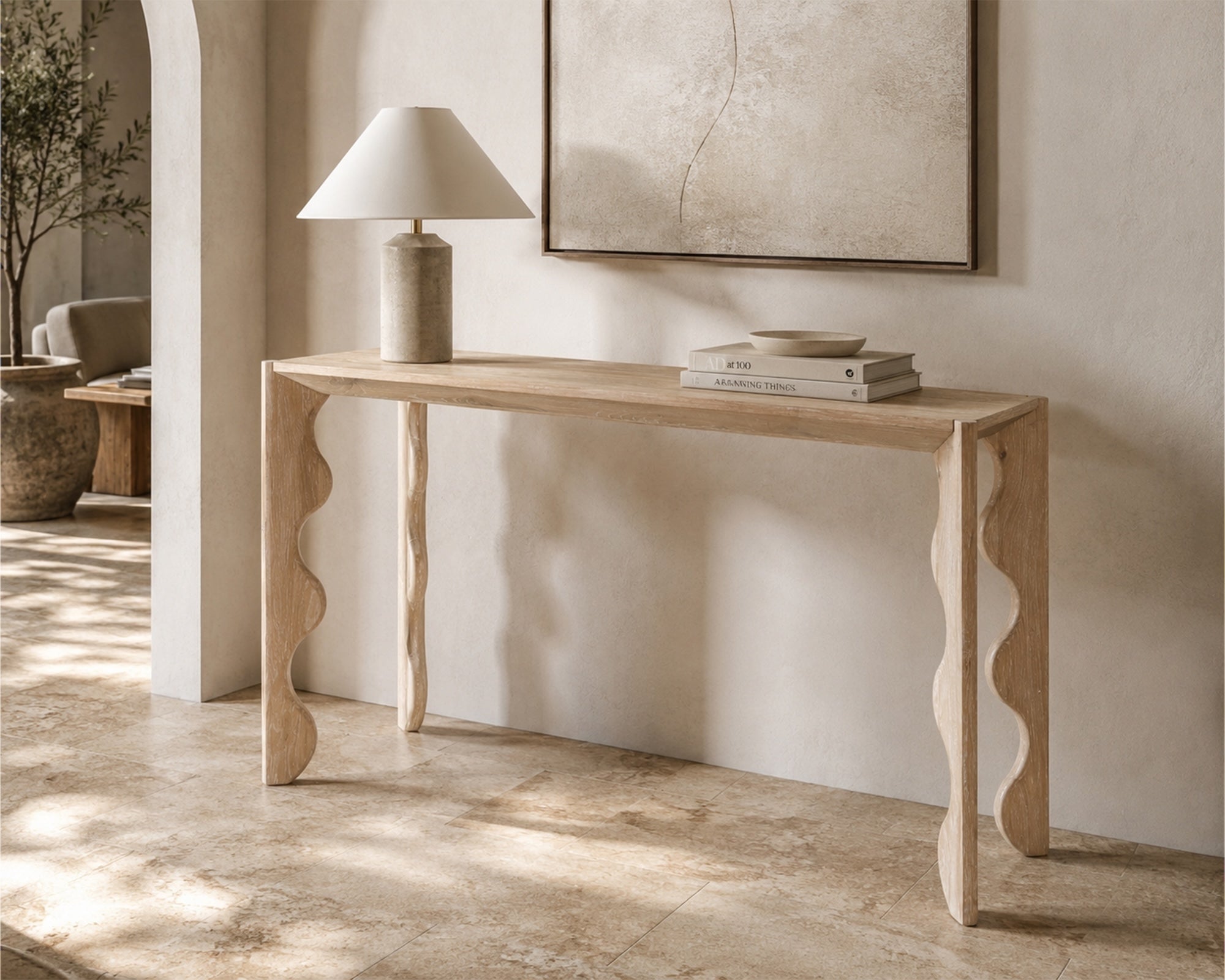 Oltok Console Table - Brushed Natural American White Oak