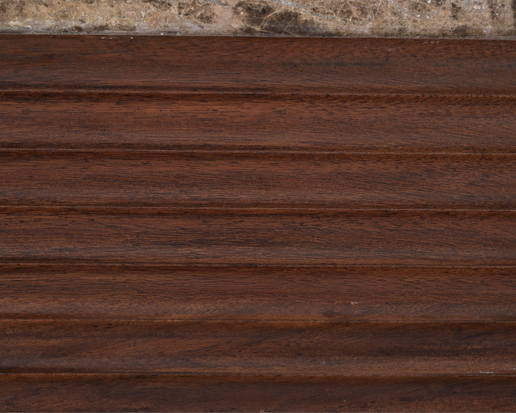 Allure Desk - Dark Brown Emperador Marble & Brushed Mid Brown Textured Acacia Wood