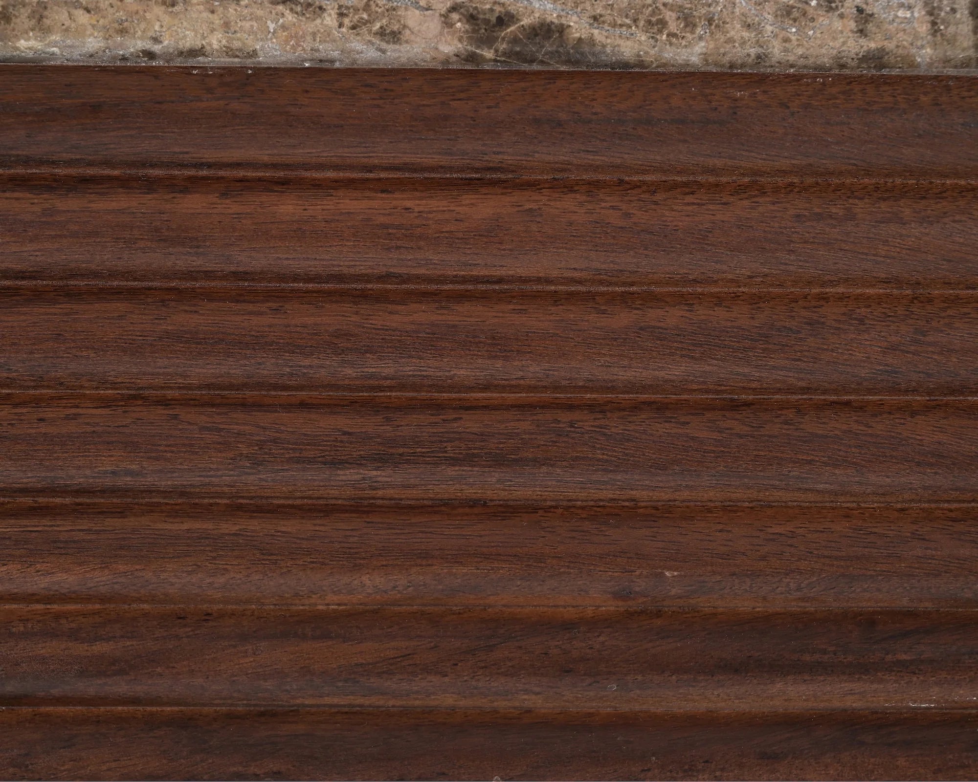 Allure Dark Brown Emperador Marble & Brushed Mid Brown Textured Acacia Wood Desk