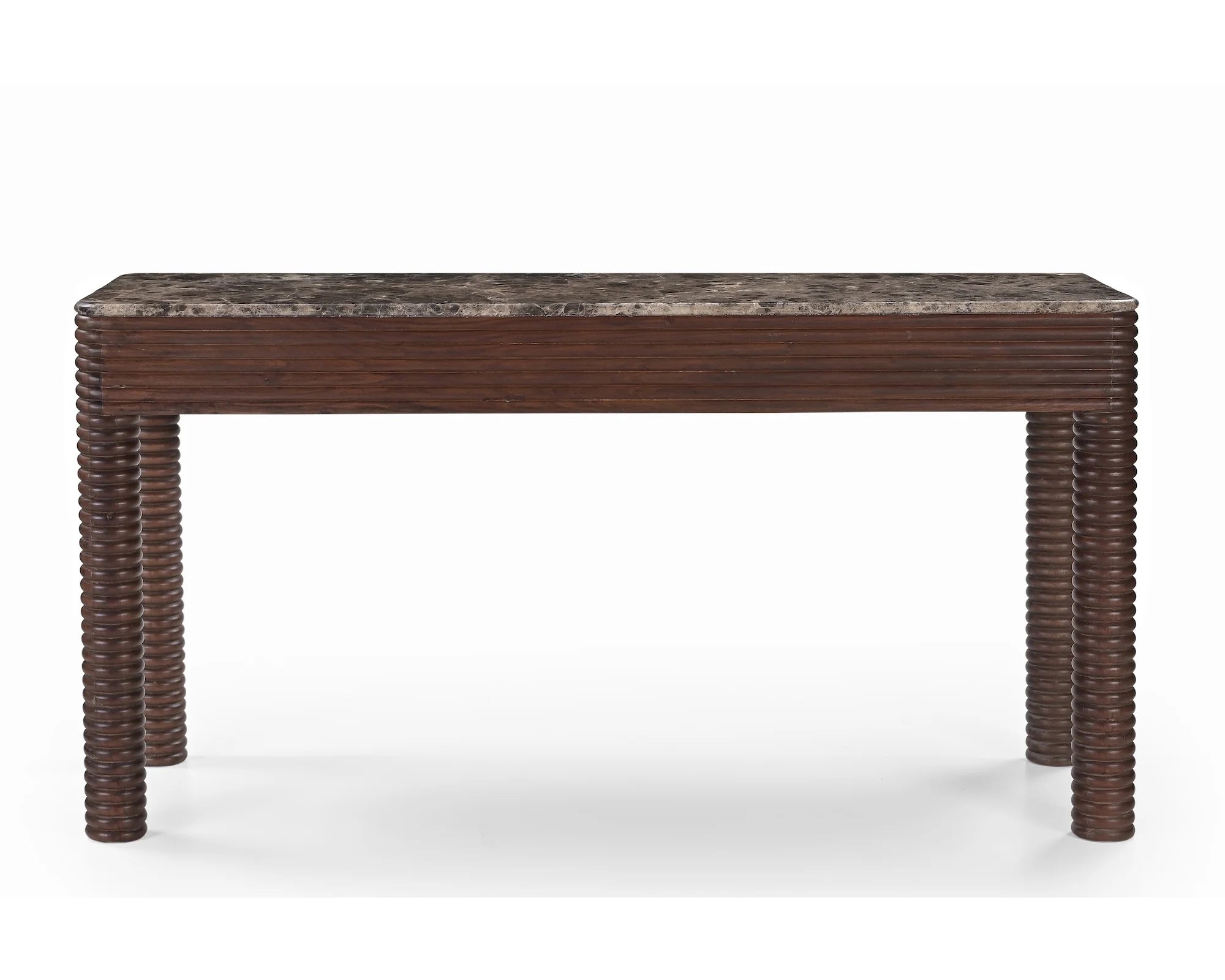 Allure Dark Brown Emperador Marble & Brushed Mid Brown Textured Acacia Wood Desk