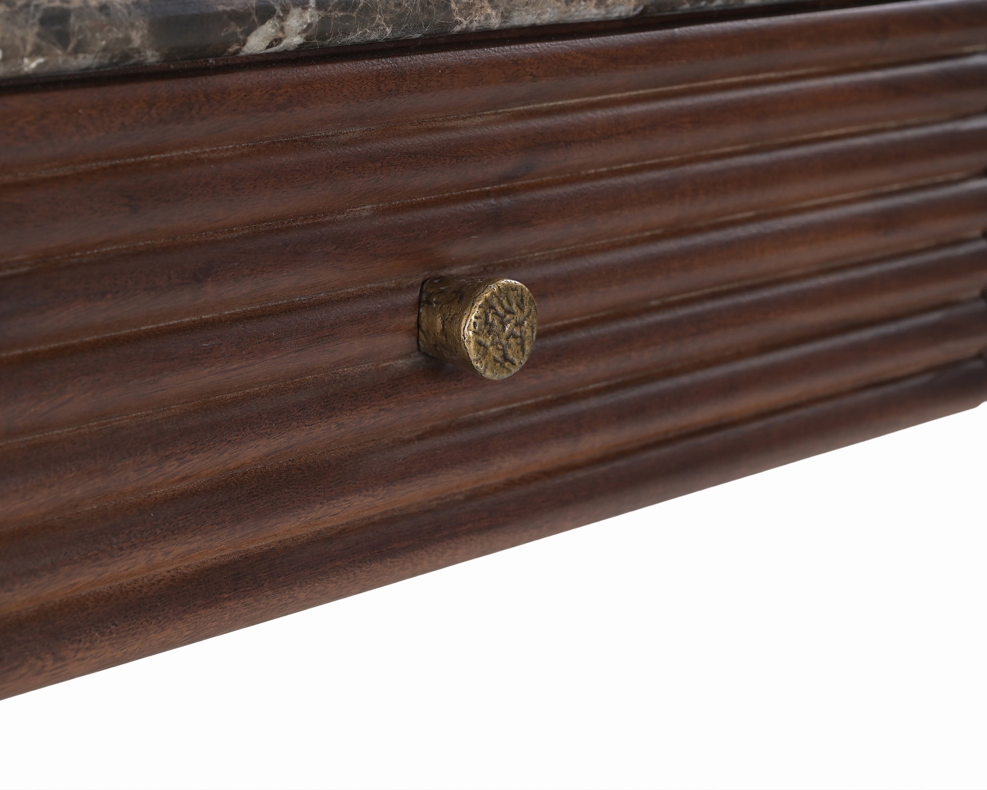 Allure Desk - Dark Brown Emperador Marble & Brushed Mid Brown Textured Acacia Wood
