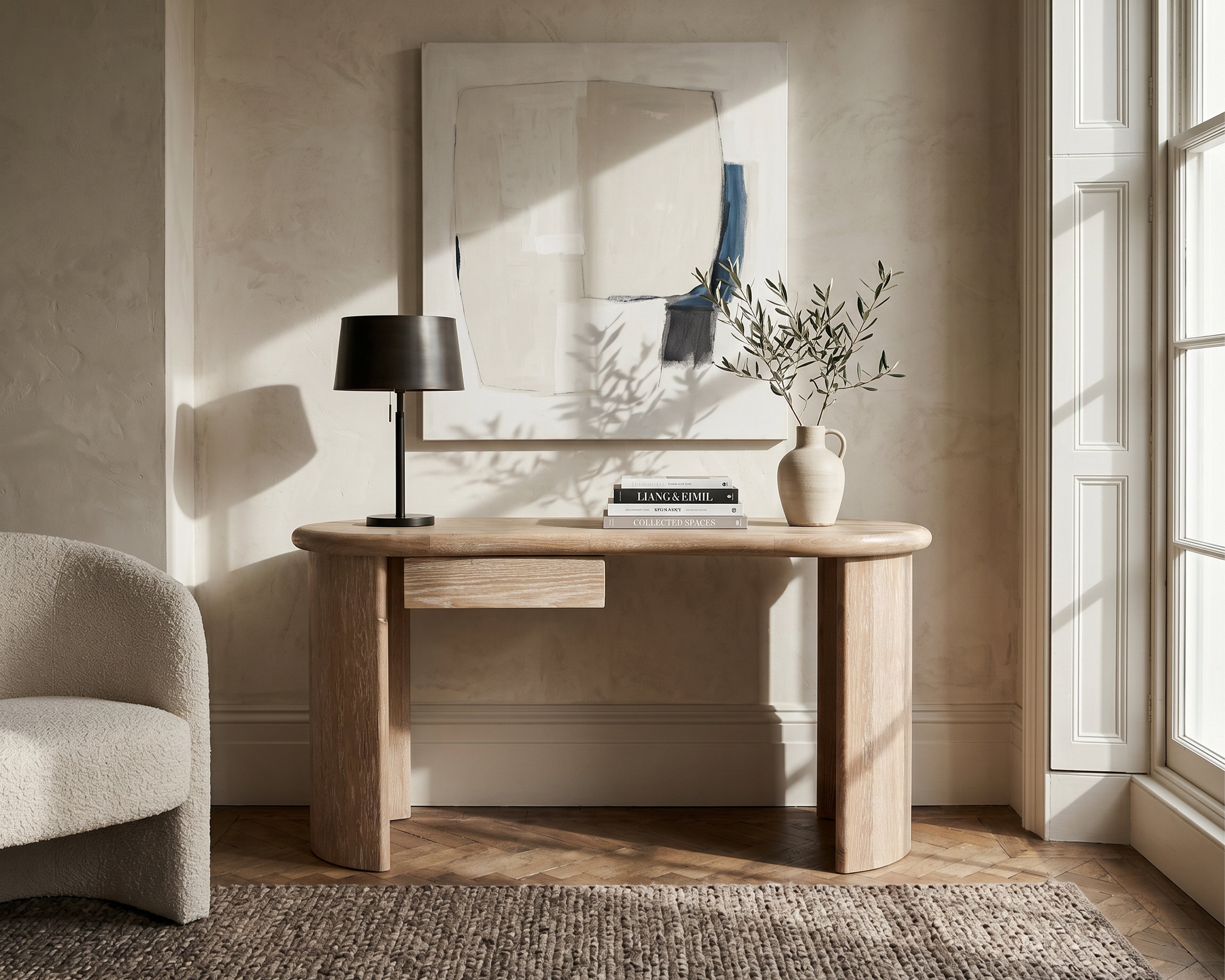Lluna Desk - Brushed Natural American White Oak
