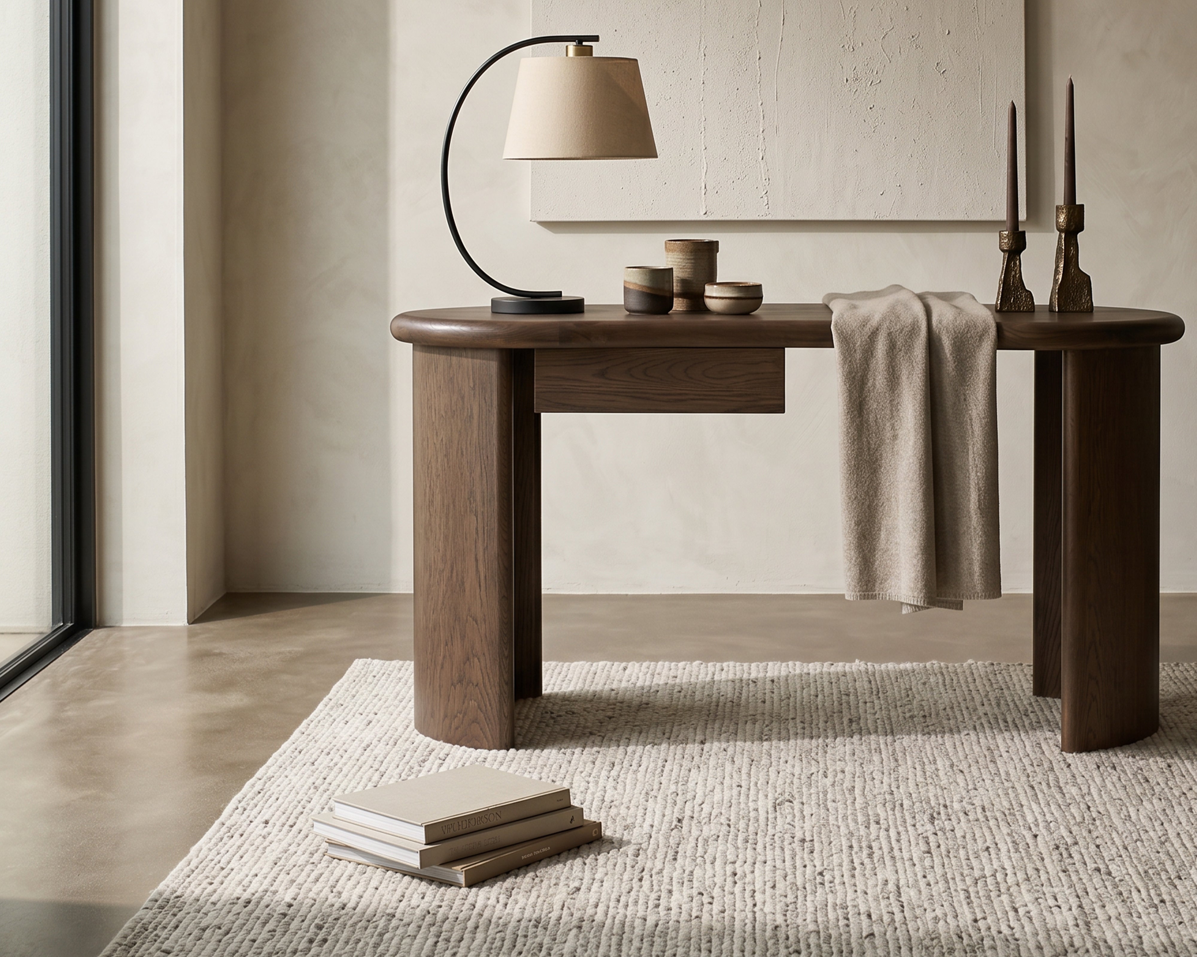 Lluna Desk - Brushed Mid Brown Oak