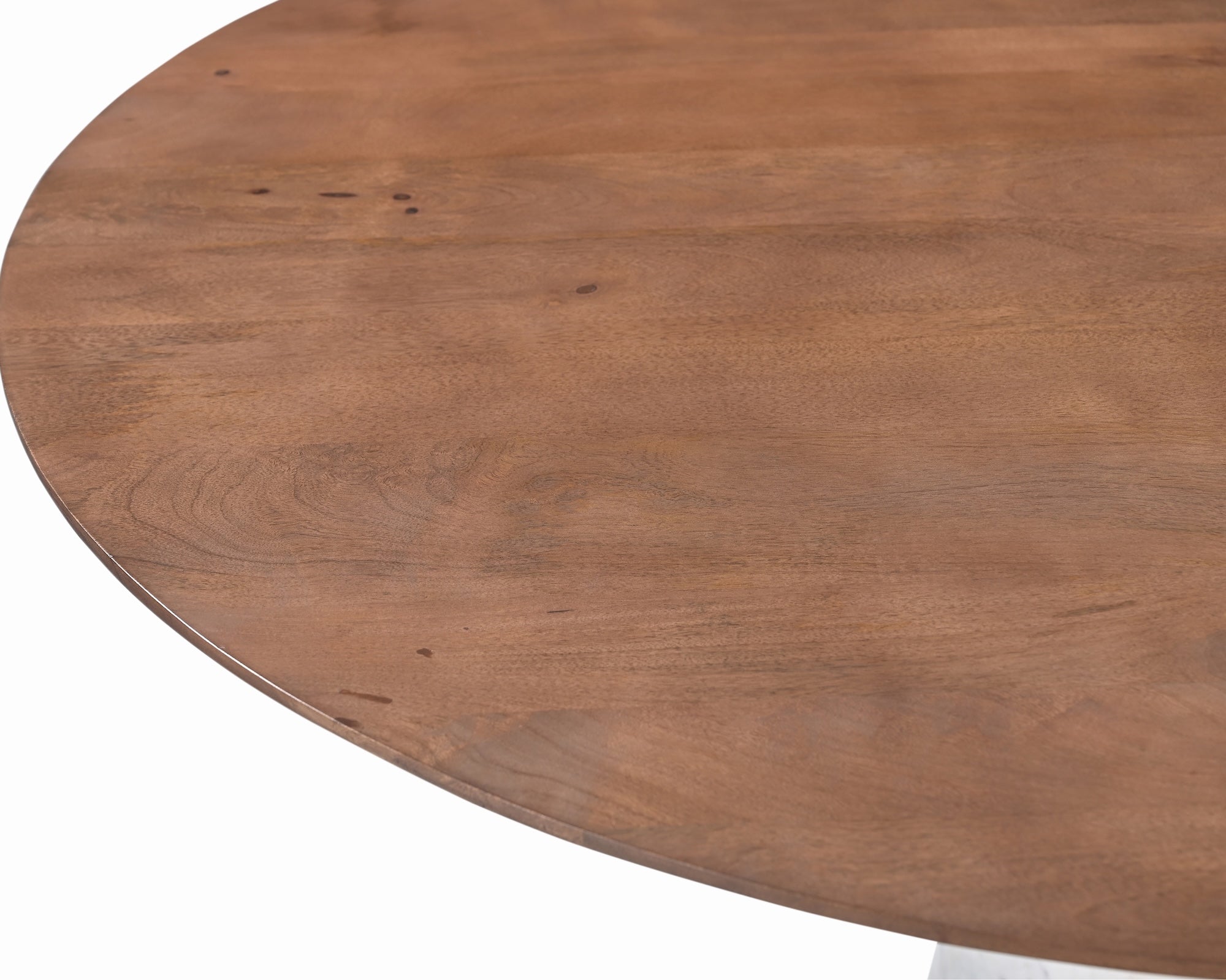 Annie Dining Table - Brushed Mid Brown Wood & Natural White Marble