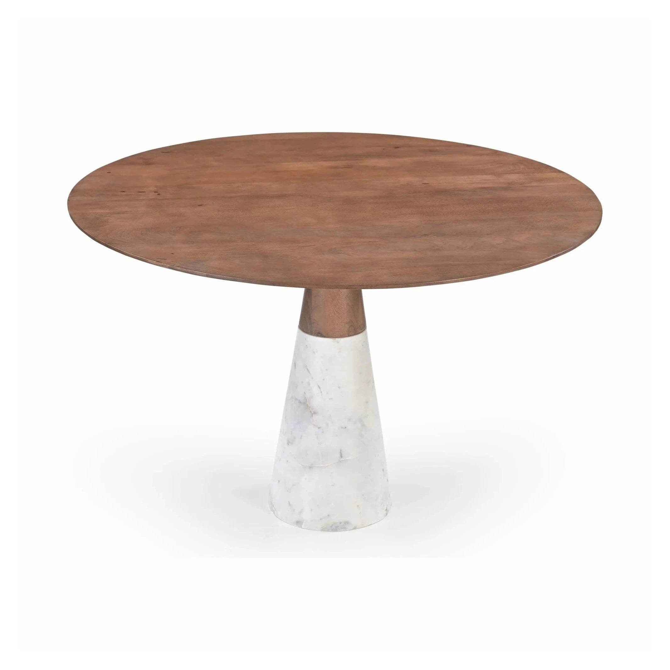 Annie Brushed Mid Brown Wood & Natural White Marble Dining Table
