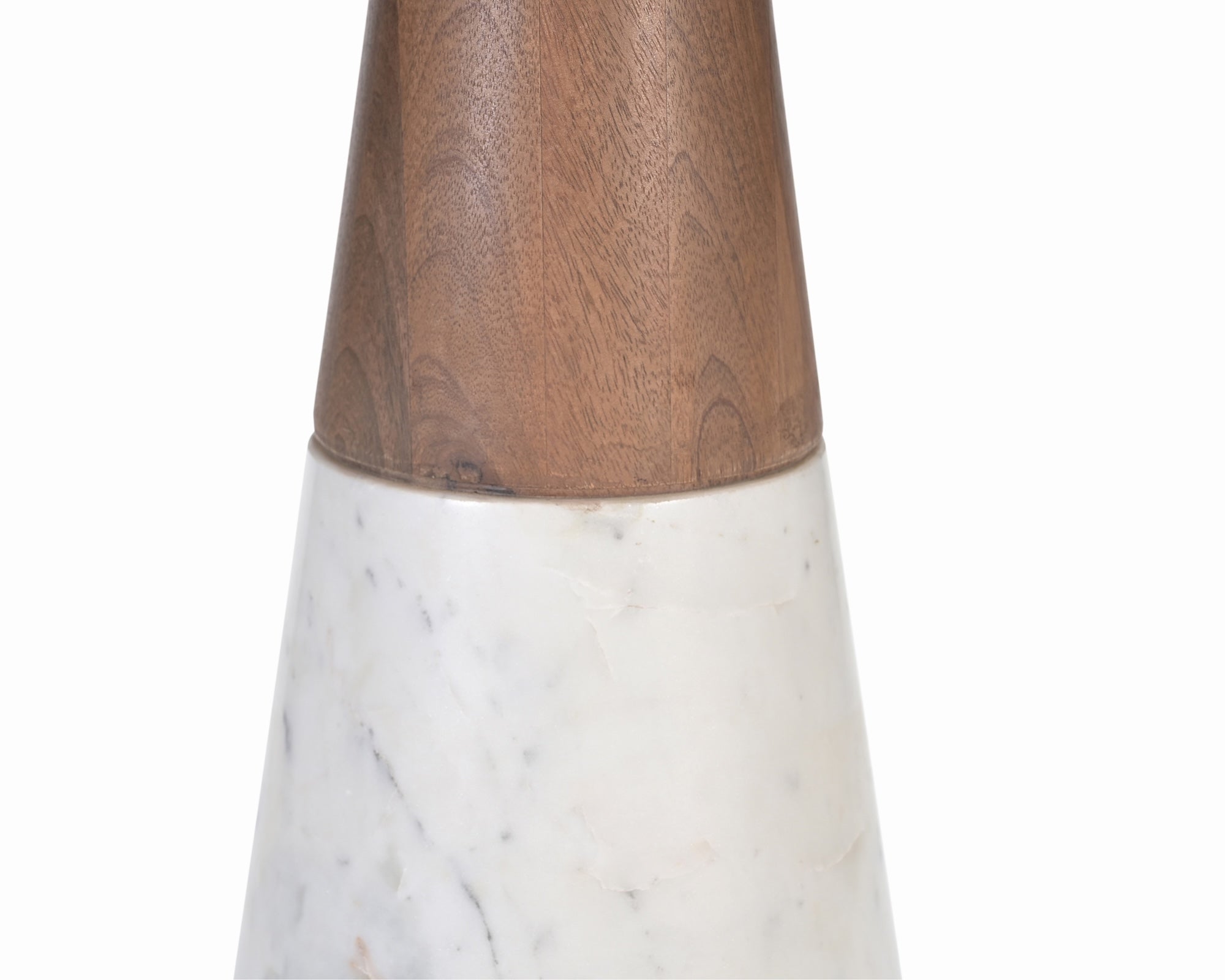 Annie Dining Table - Brushed Mid Brown Wood & Natural White Marble