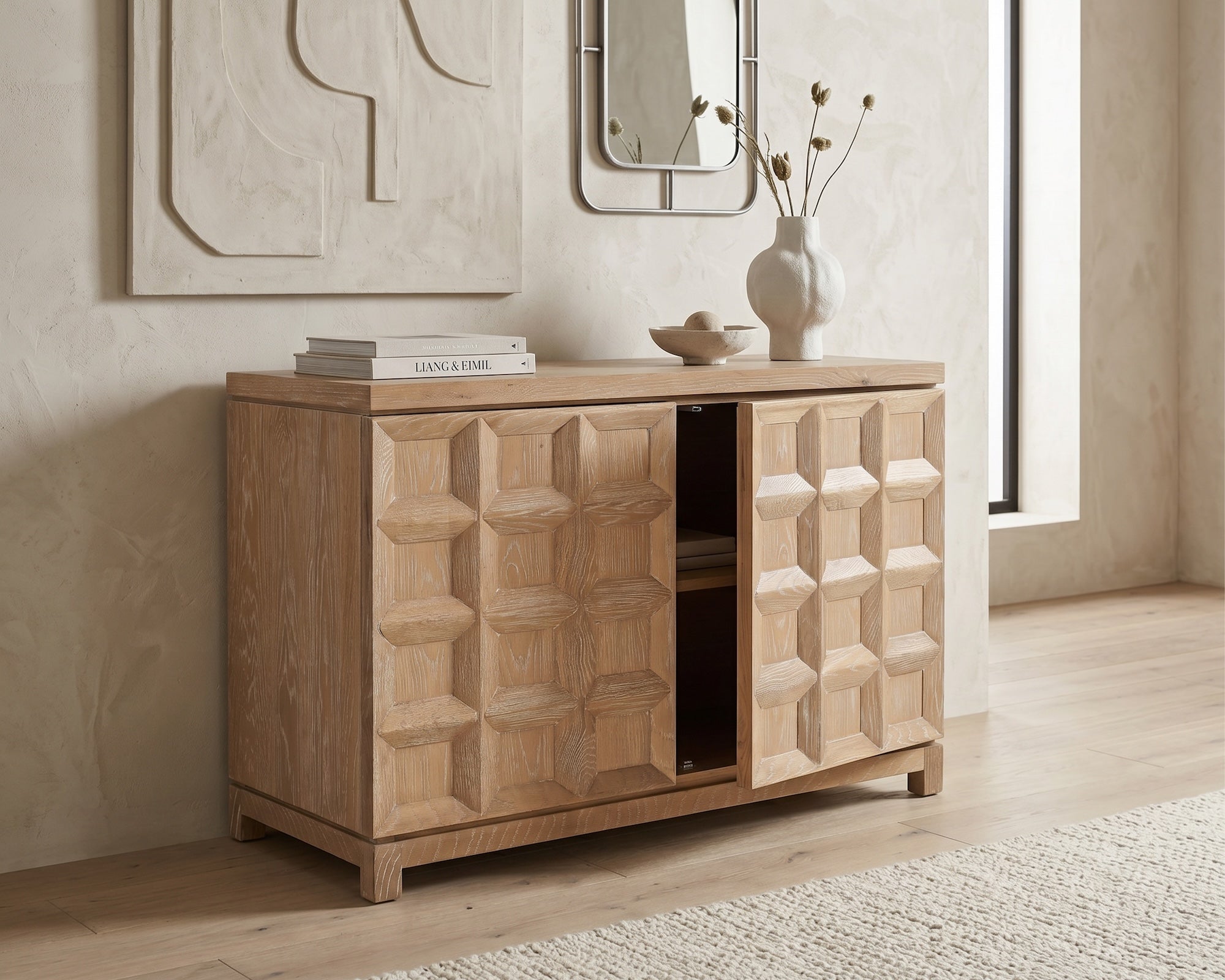 Llauna  2 Door Sideboard  - Brushed Light Beige Oak