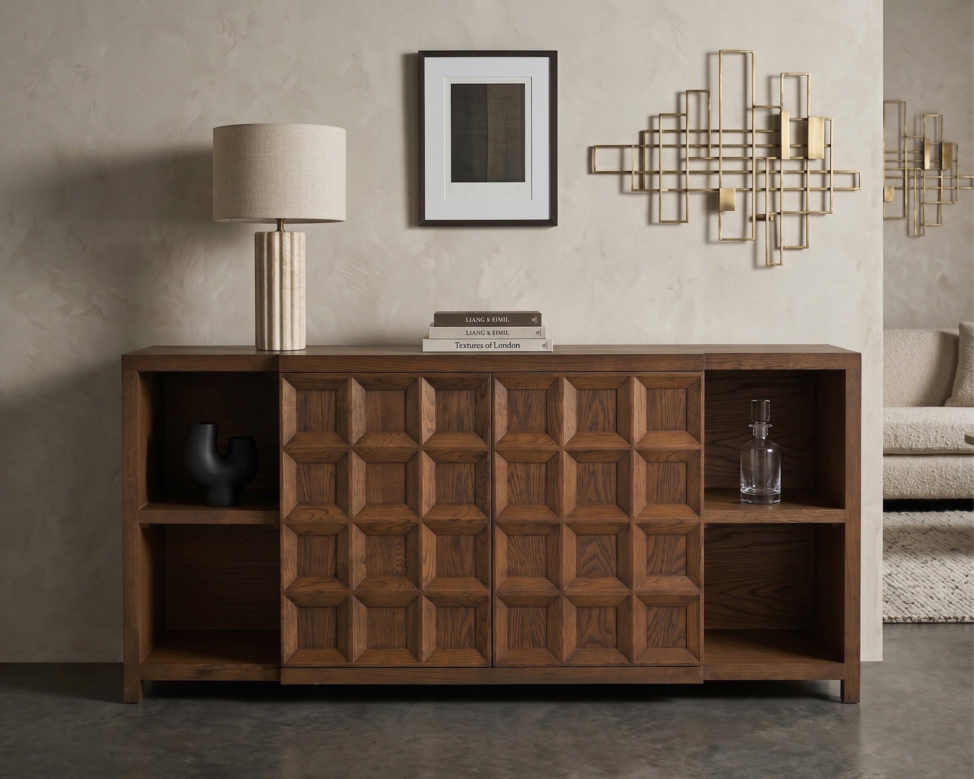 Llauna 4 Door Sideboard  - Brushed Mid Brown Oak