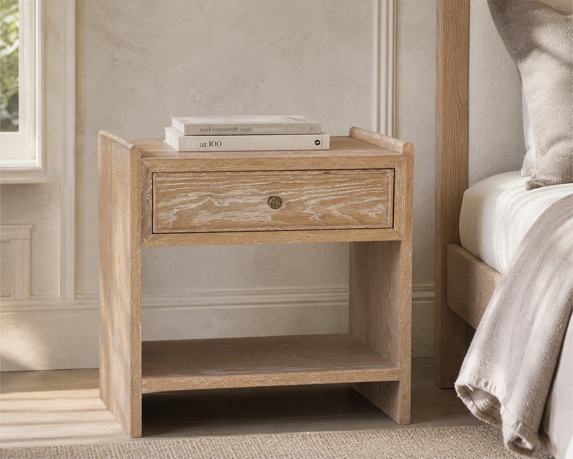 Trive Bedside Table - Brushed Natural American White Oak