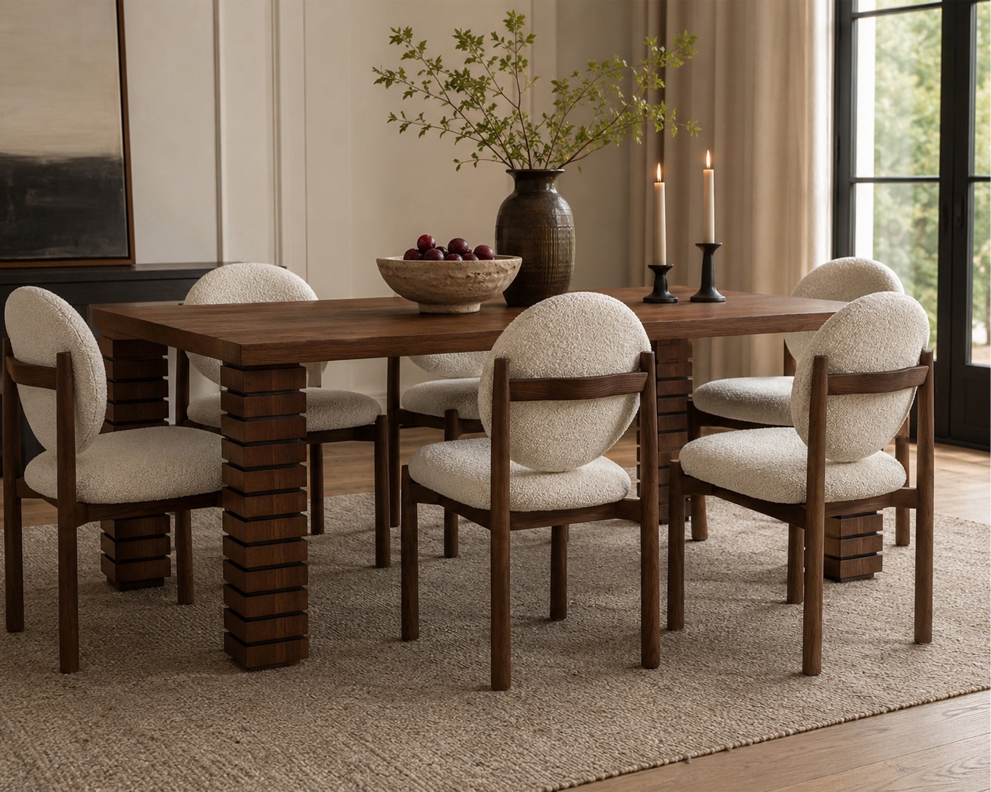 Set of 2 Latina Dining Chairs - Capella Ivory & Middle Brown