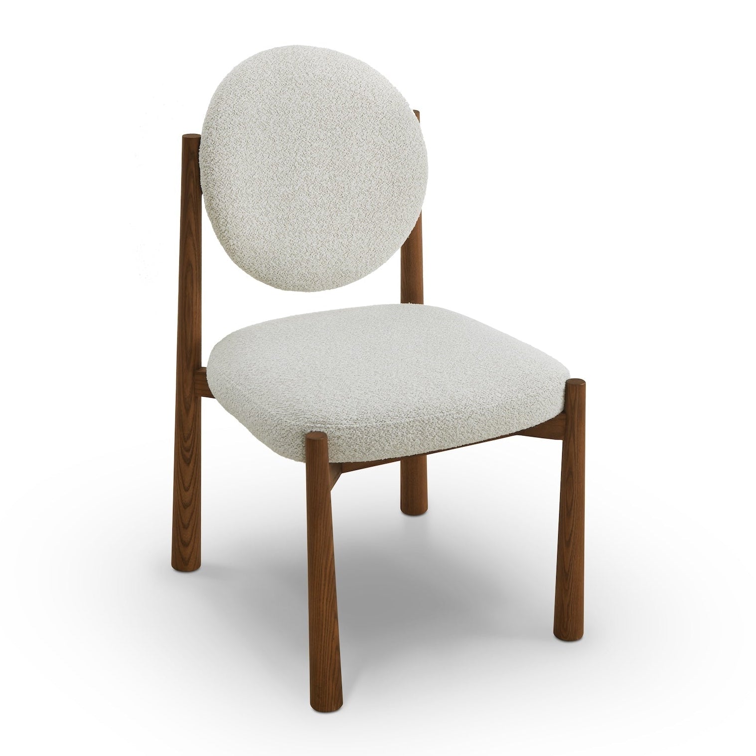 Set of 2 Latina Capella Ivory Chenille & Middle Brown Dining Chairs