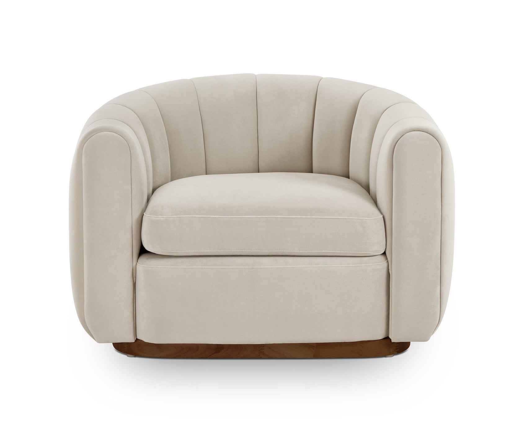Arles Melbourne Stone Velvet & Walnut Armchair