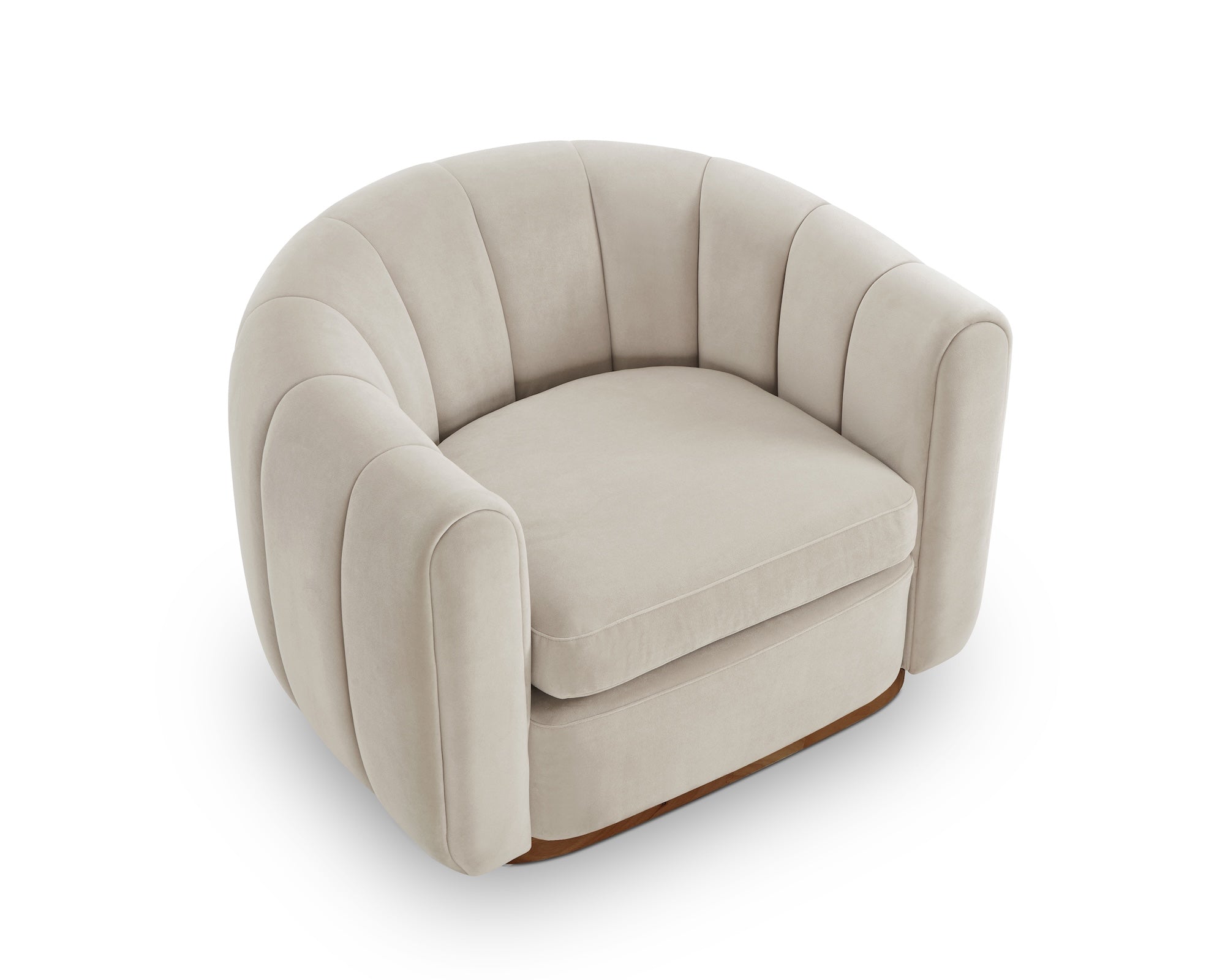 Arles Armchair - Melbourne Stone Velvet & Walnut