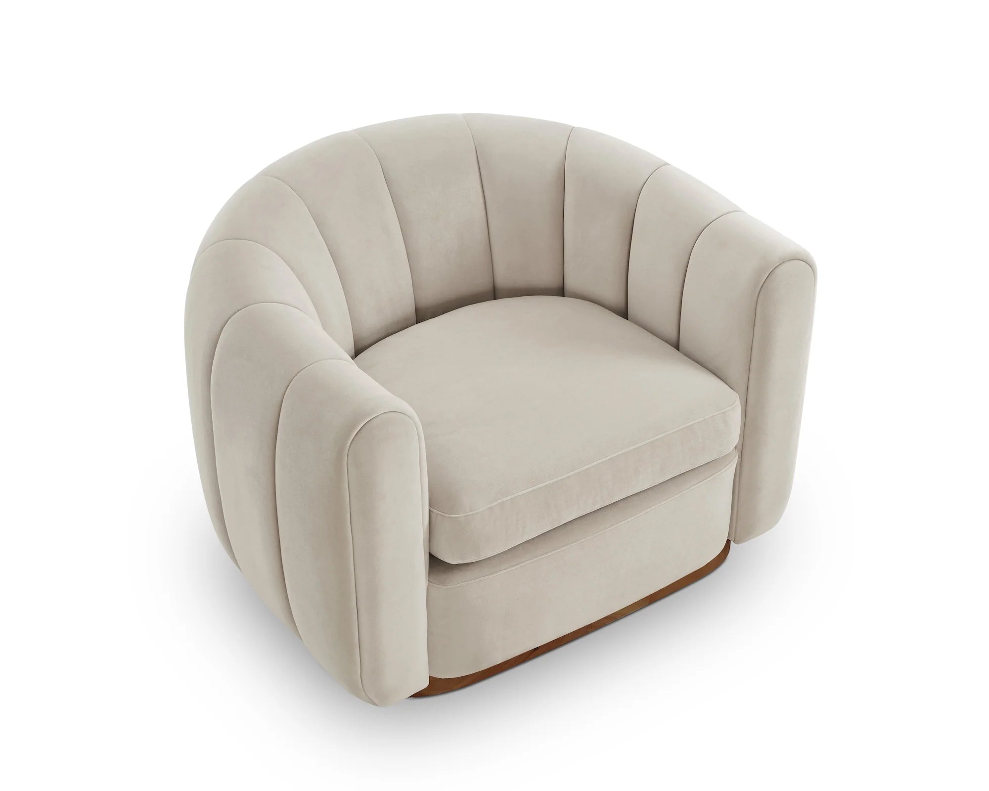 Arles Melbourne Stone Velvet & Walnut Armchair