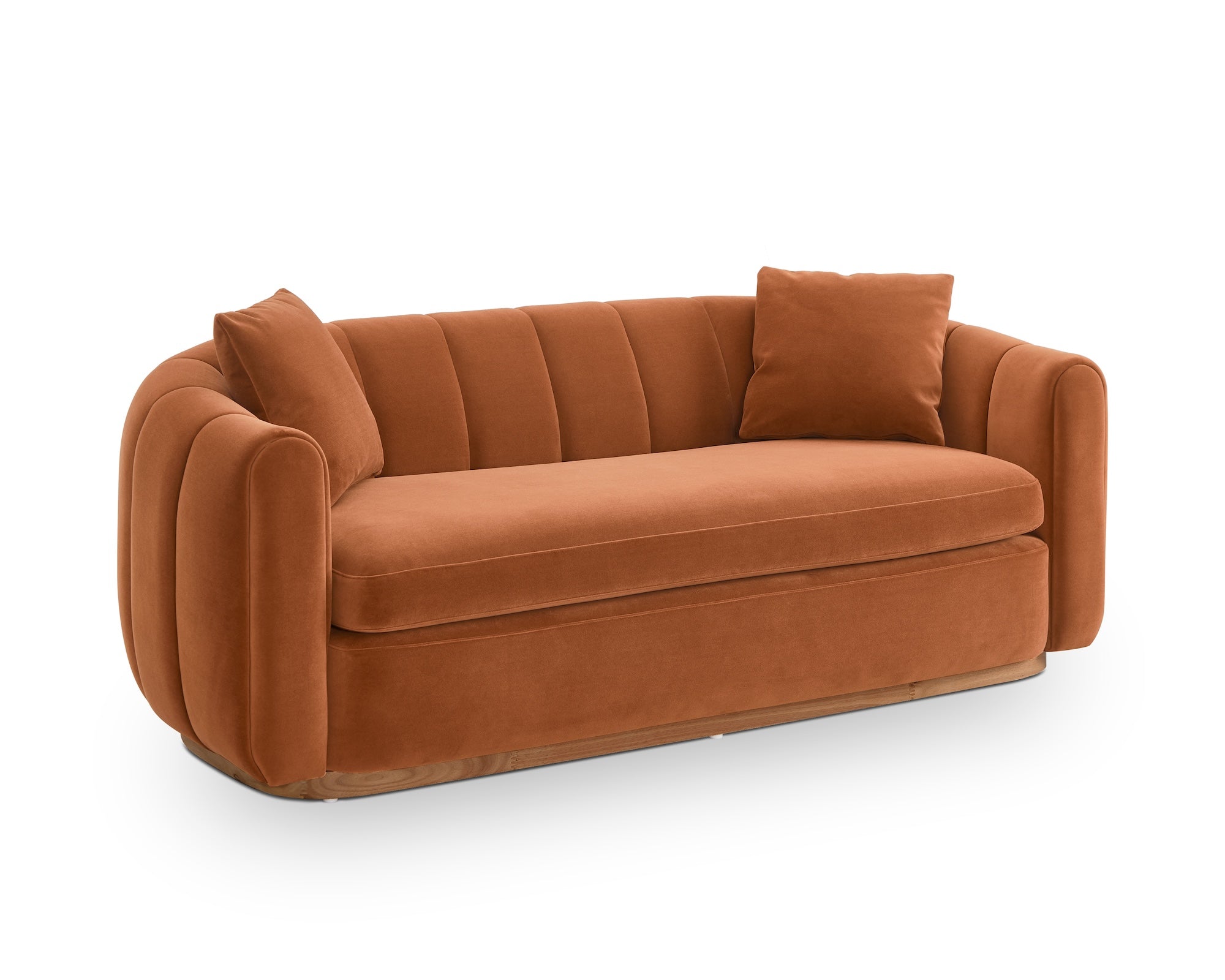 Arles 3 Seater Sofa - Melbourne Clay Velvet & Walnut