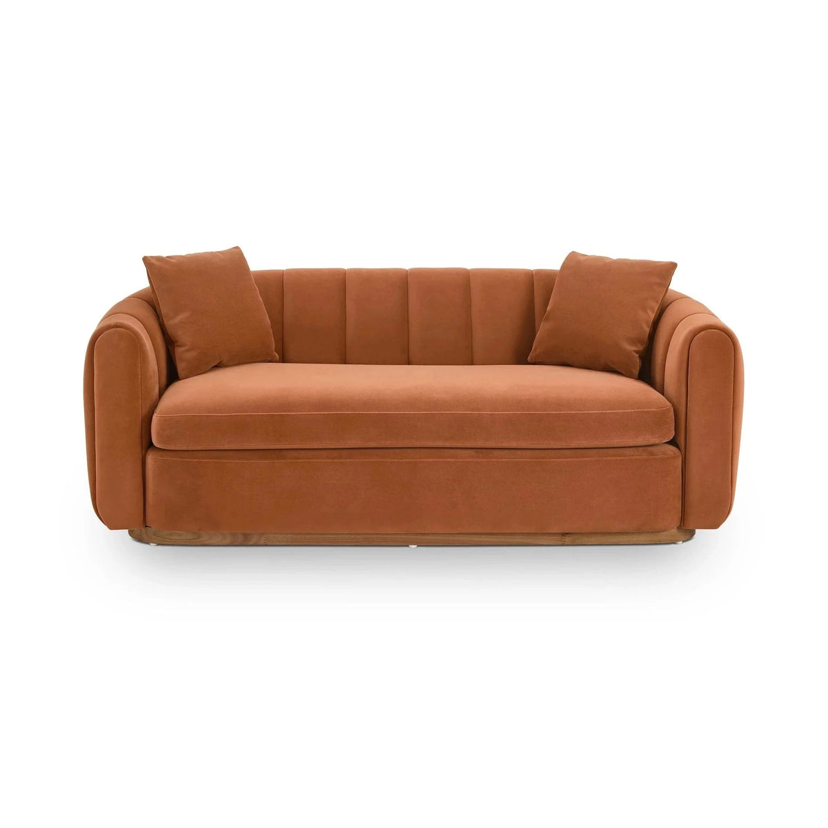 Arles Melbourne Clay Velvet & Walnut 2 Seater Sofa