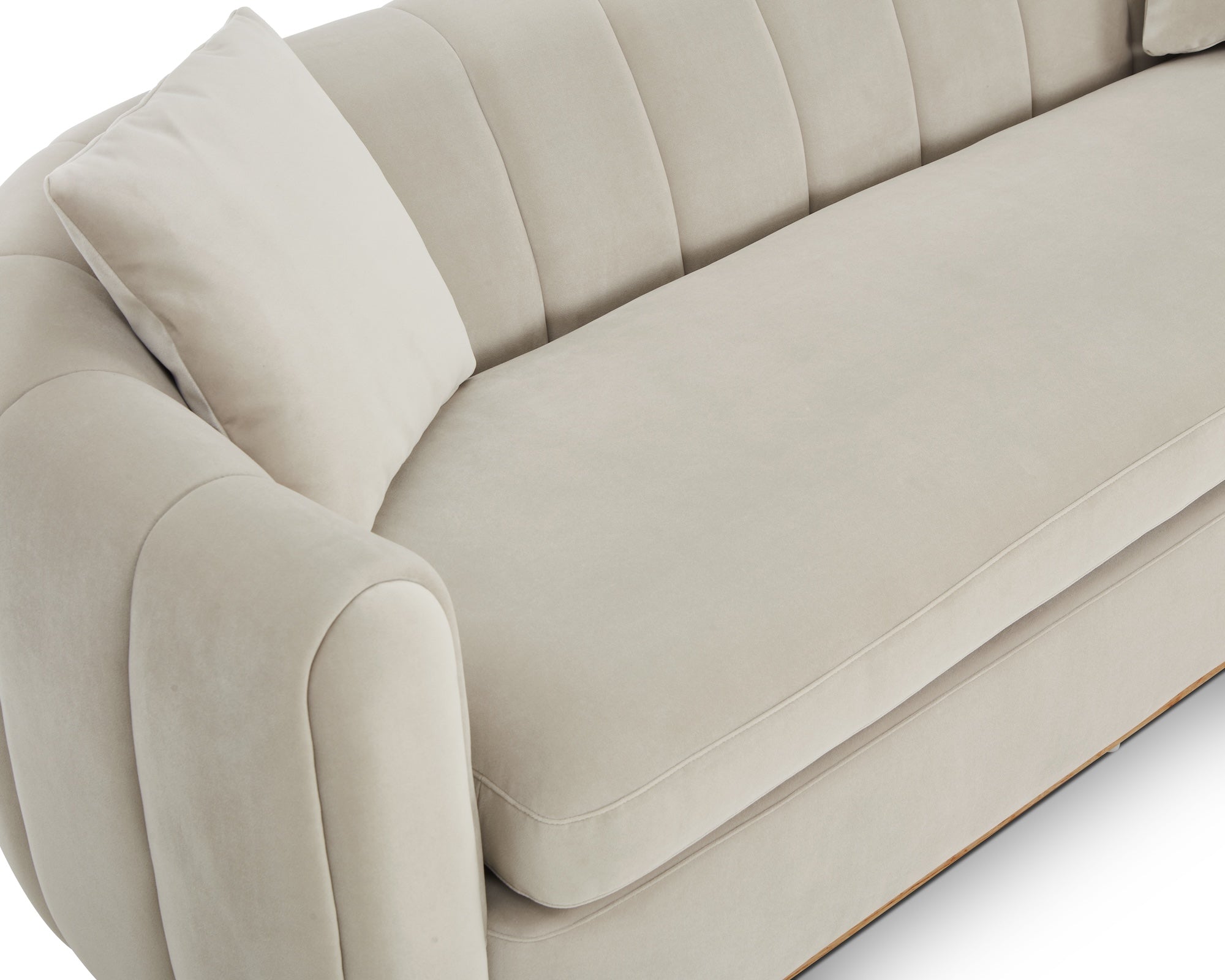 Arles 3 Seater Sofa - Melbourne Stone Velvet & Natural Wood