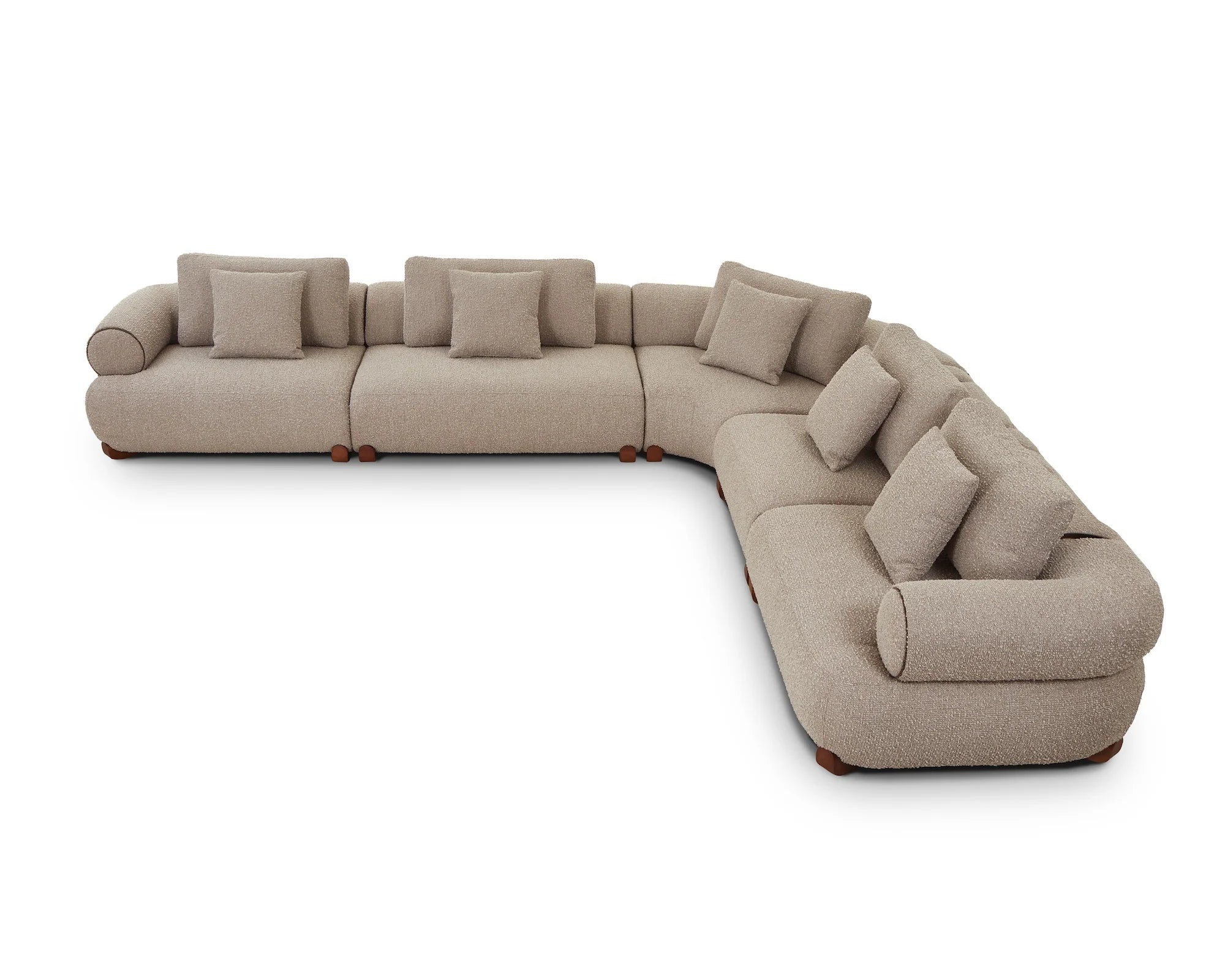 Cotto Amalfy Taupe Chenille & Middle Brown Modular Sofa Left