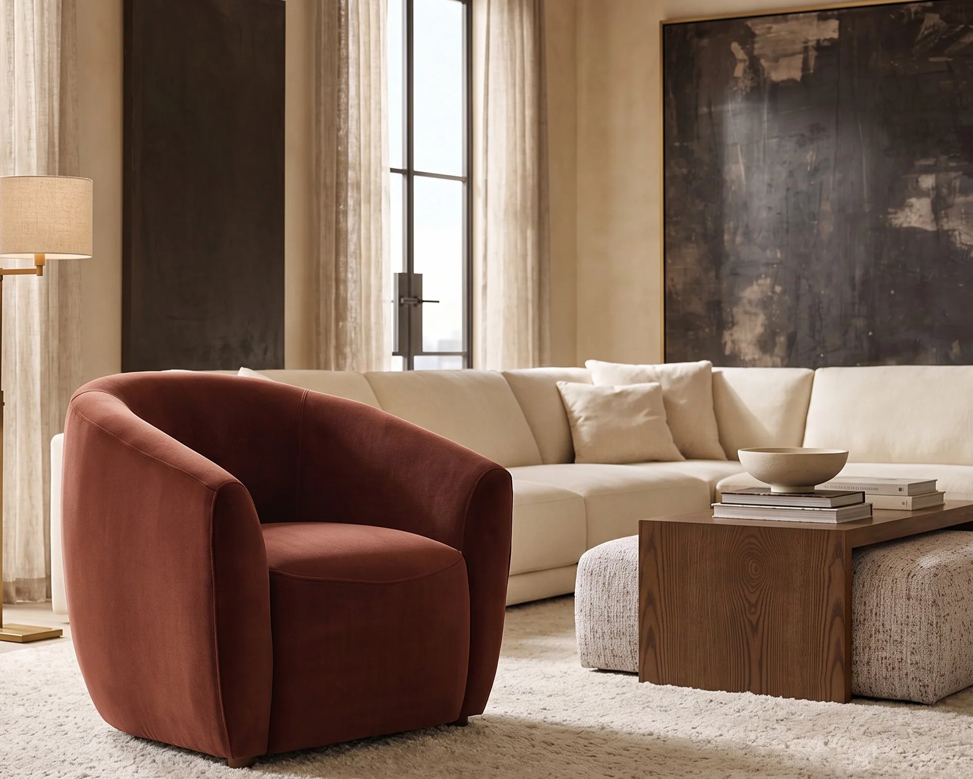 Magnus Kent Chocolate Chenille & Mid Brown Armchair