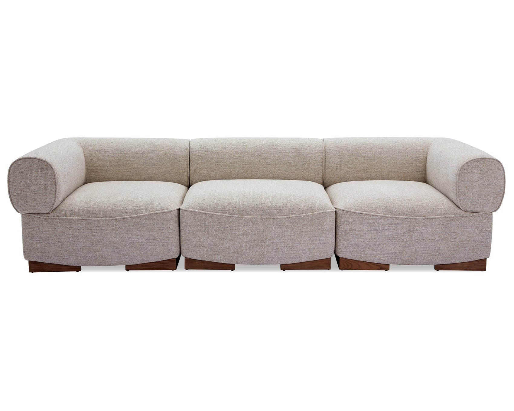 Demure Nordic Sand Chenille & Mid Brown 4 Seater Sofa