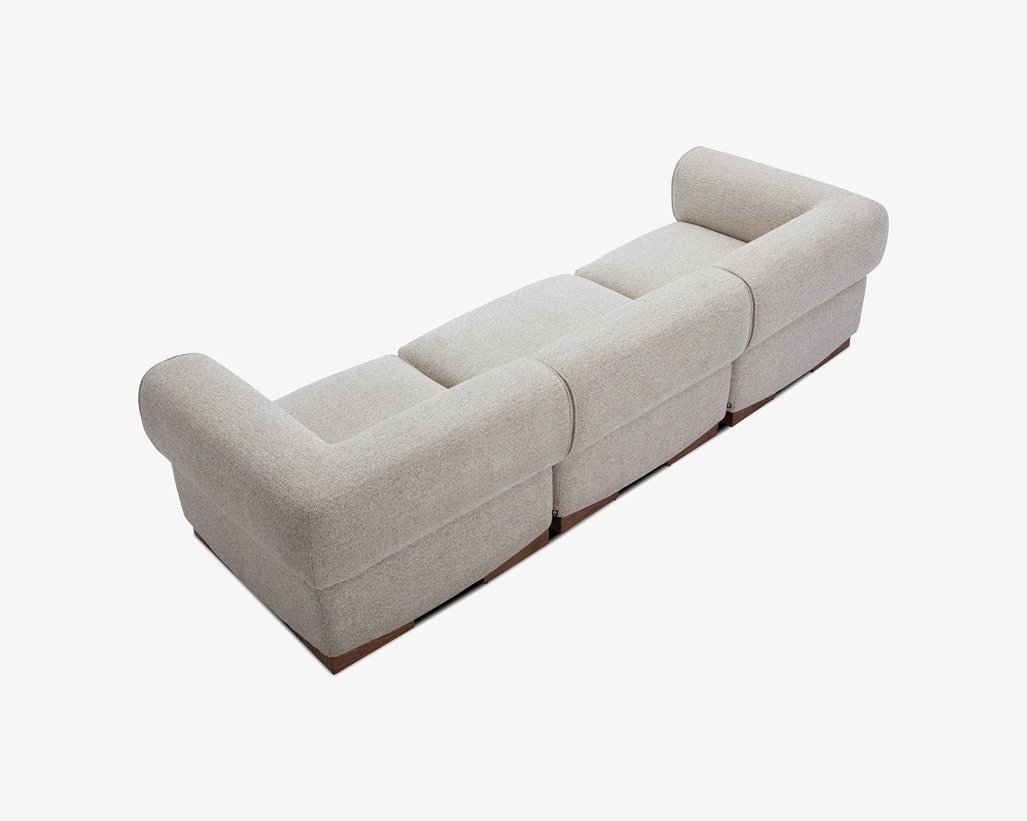 Demure Nordic Sand Chenille & Mid Brown 4 Seater Sofa