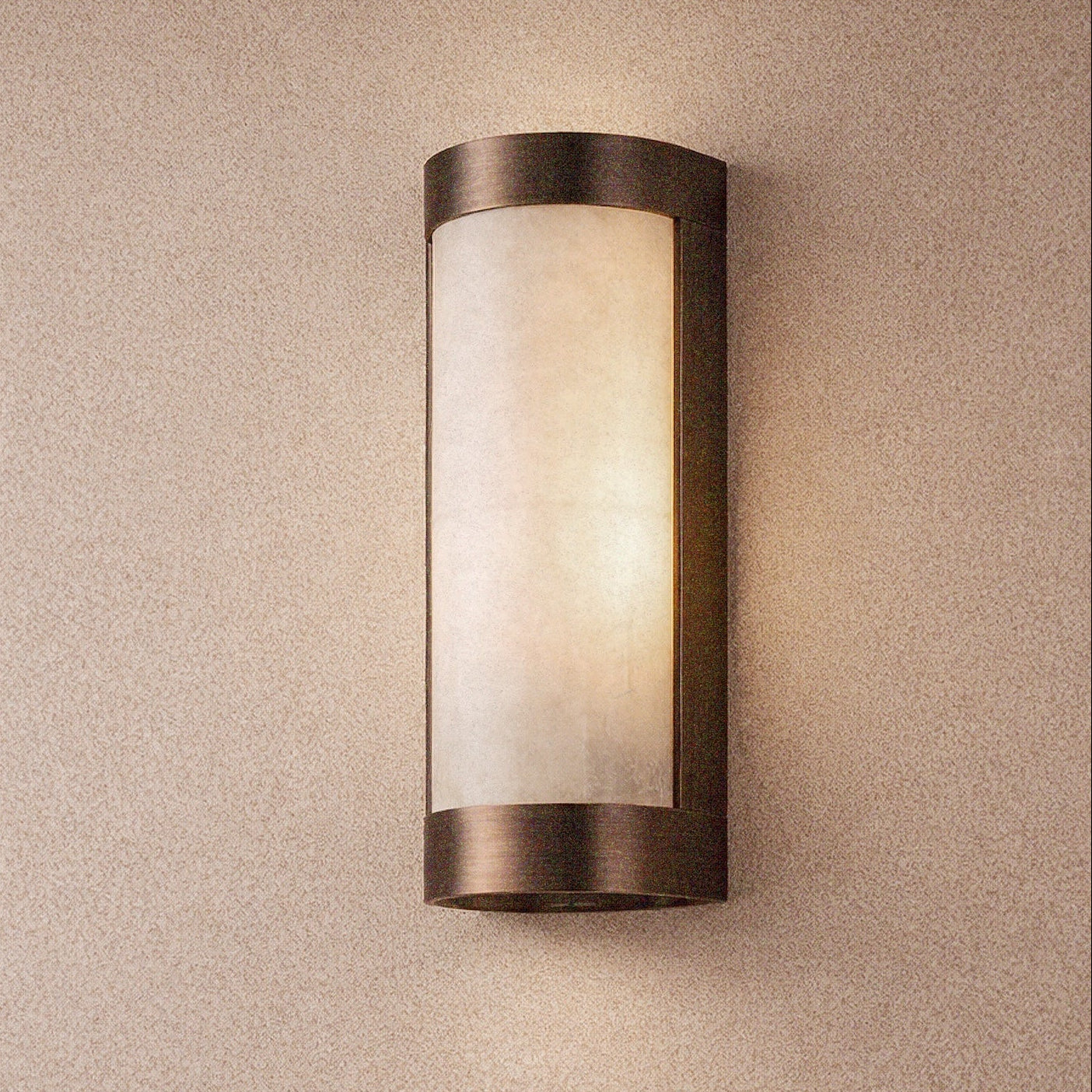 Vetra Natural Selenite Glass & Brushed Bronze Wall Light