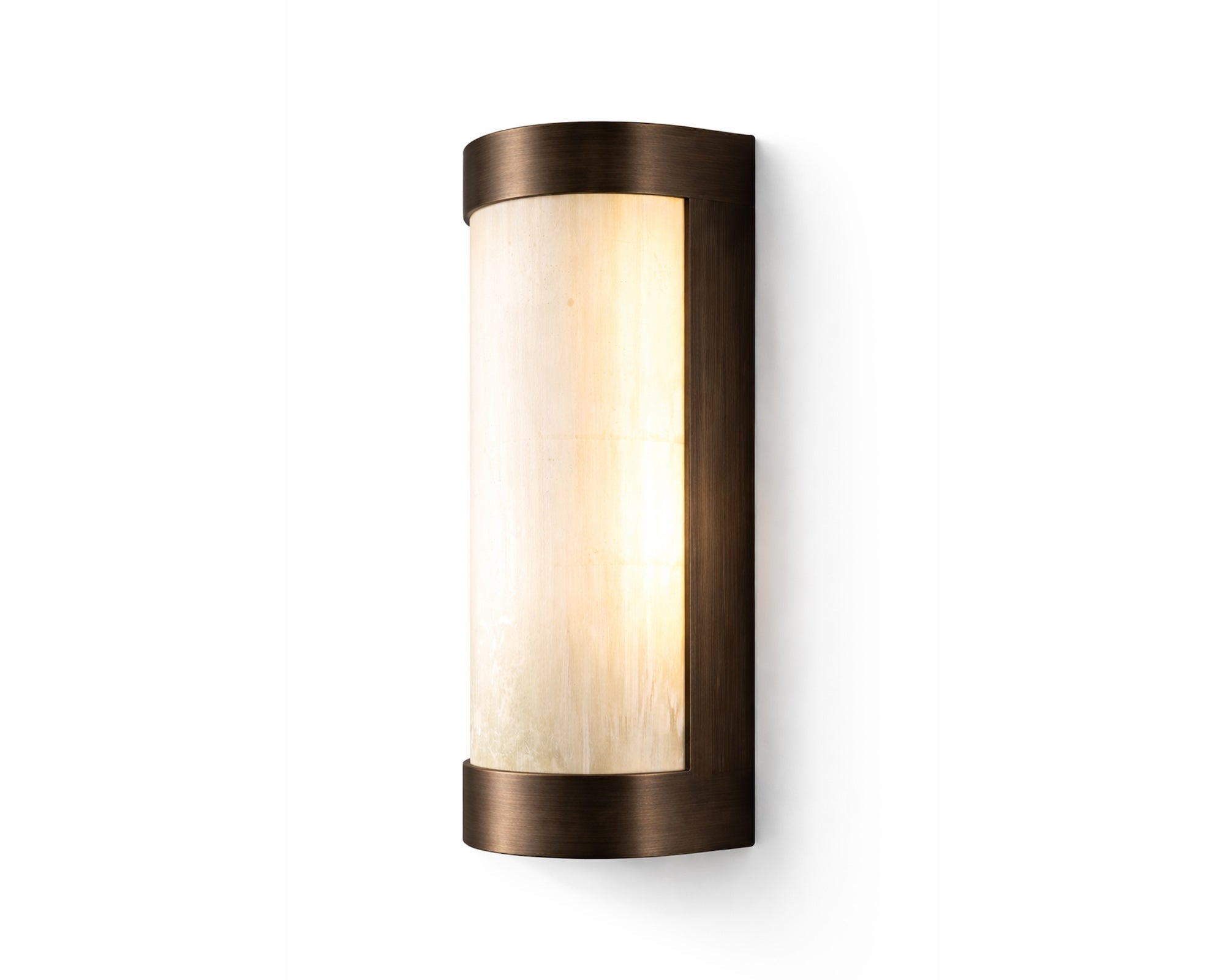Vetra IP44 Wall Light - Natural Selenite Glass & Brushed Bronze