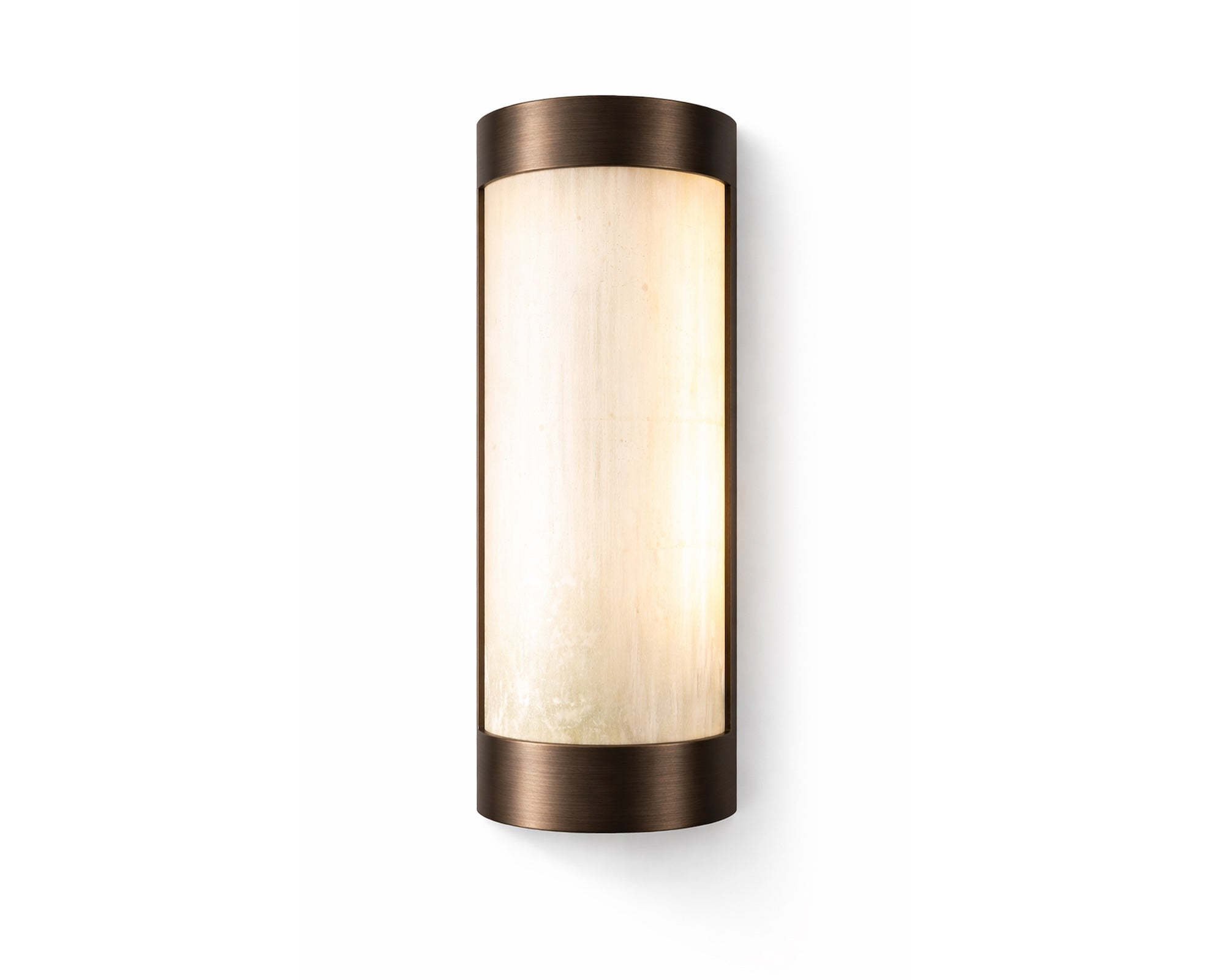 Vetra IP44 Wall Light - Natural Selenite Glass & Brushed Bronze