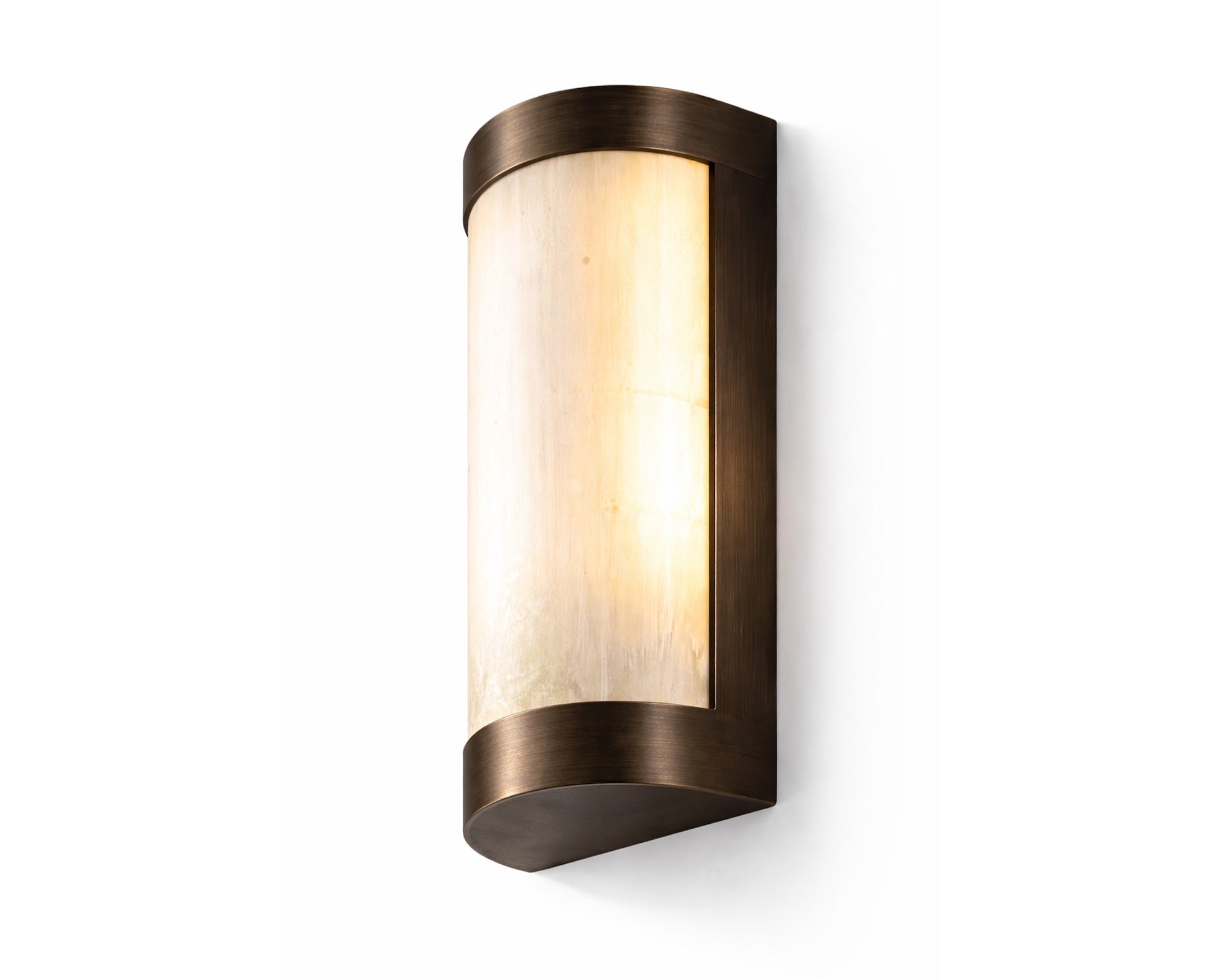 Vetra IP44 Wall Light - Natural Selenite Glass & Brushed Bronze