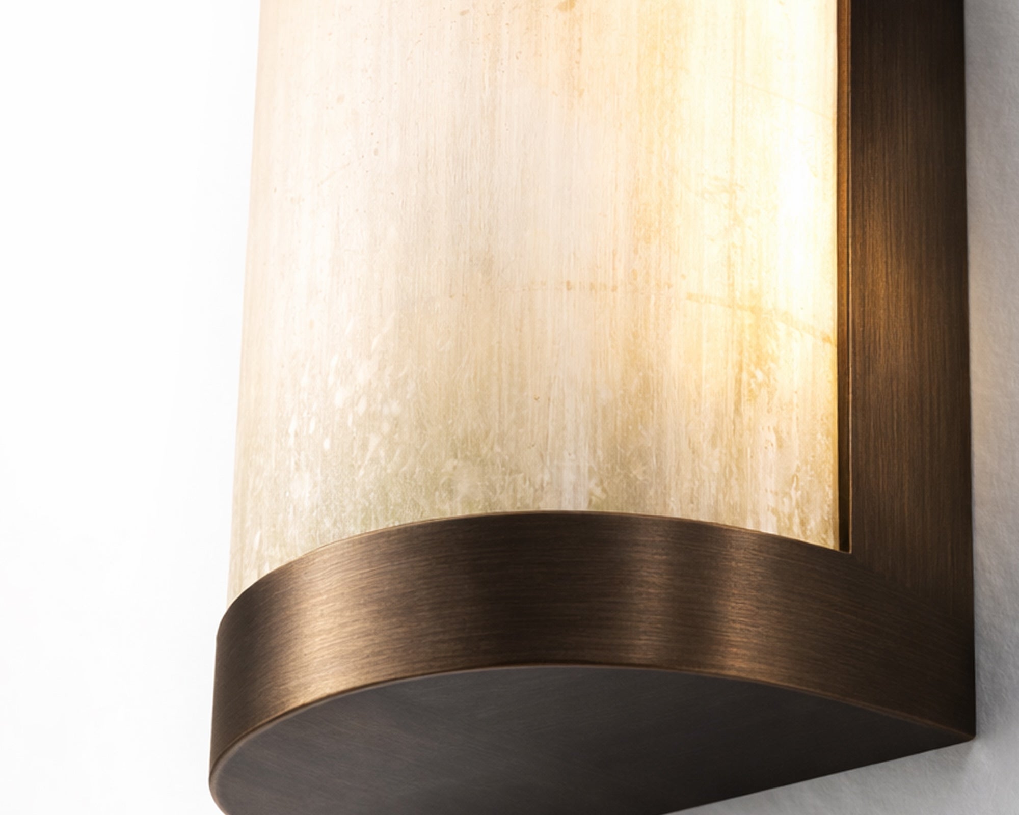 Vetra IP44 Wall Light - Natural Selenite Glass & Brushed Bronze