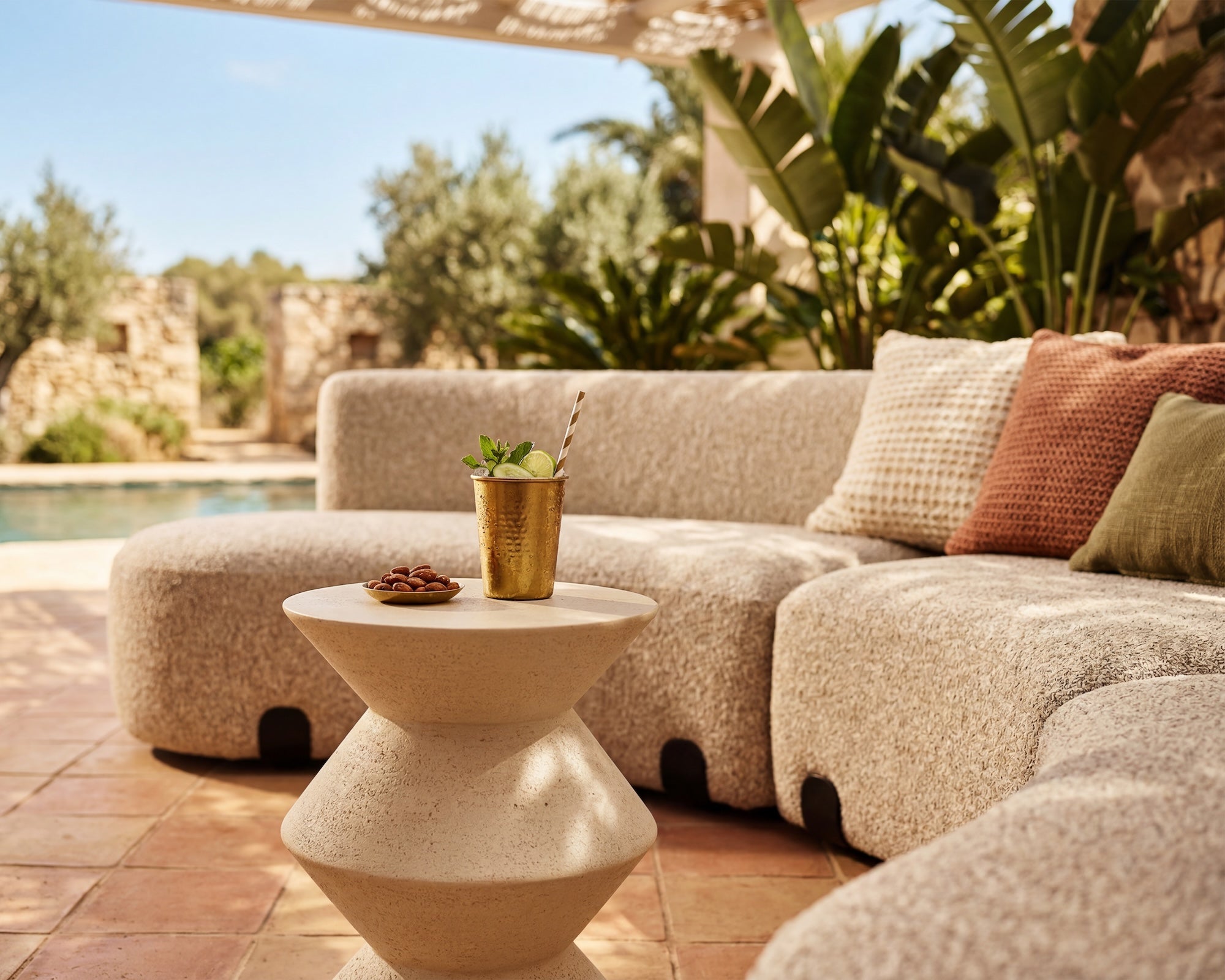 Zinda Side Table - Sandstone