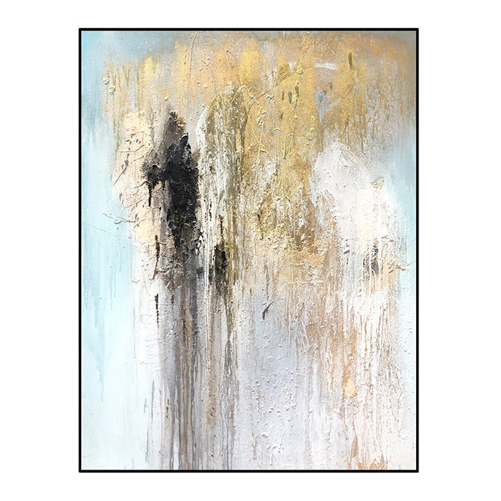 Sora Gold & Blue Hand-Painted Abstract Canvas Wall Art